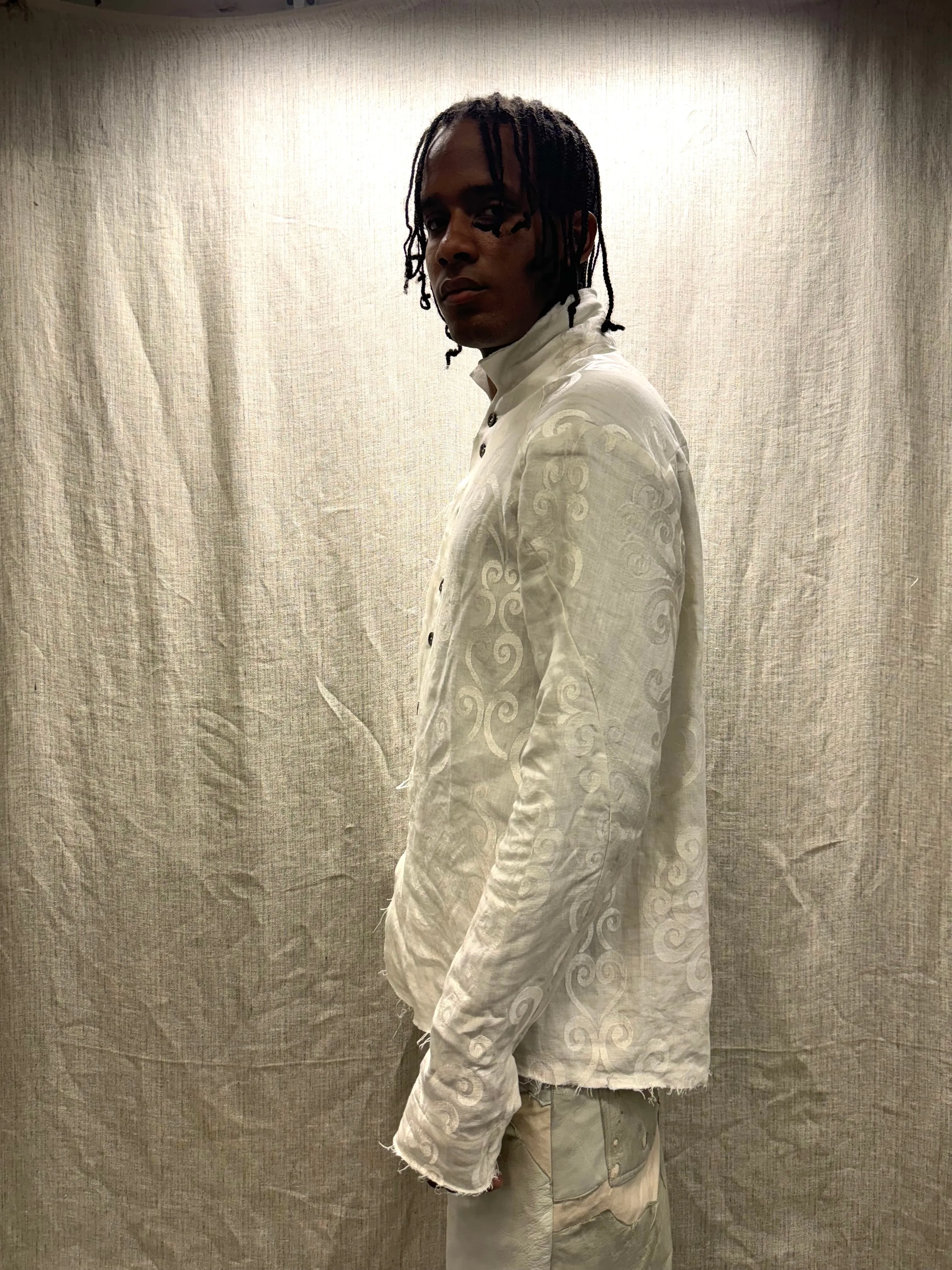 FW24 || PROTOLOGICAL ARCHETYPE EMBROIDERED SHIRT || WHITE sold by zam barrett product image thumbnail 2