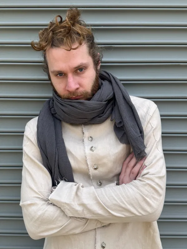 SS24 || SINGLE WIDTH GAUZE SCARF || GREY sold by zam barrett