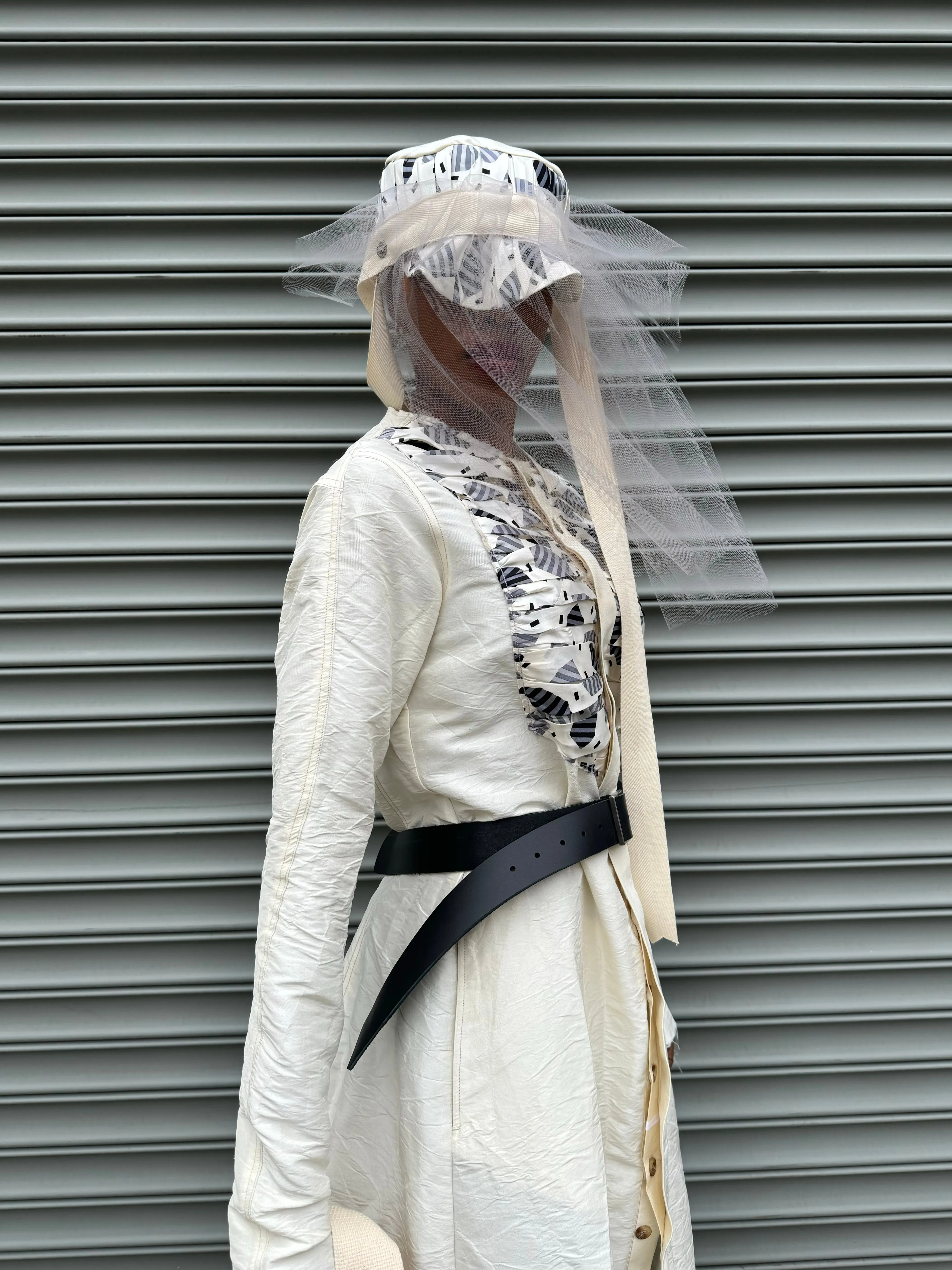 SS24 || CONVERTIBLE VEILED SUMMER HAT || ECRU sold by zam barrett product image thumbnail 2