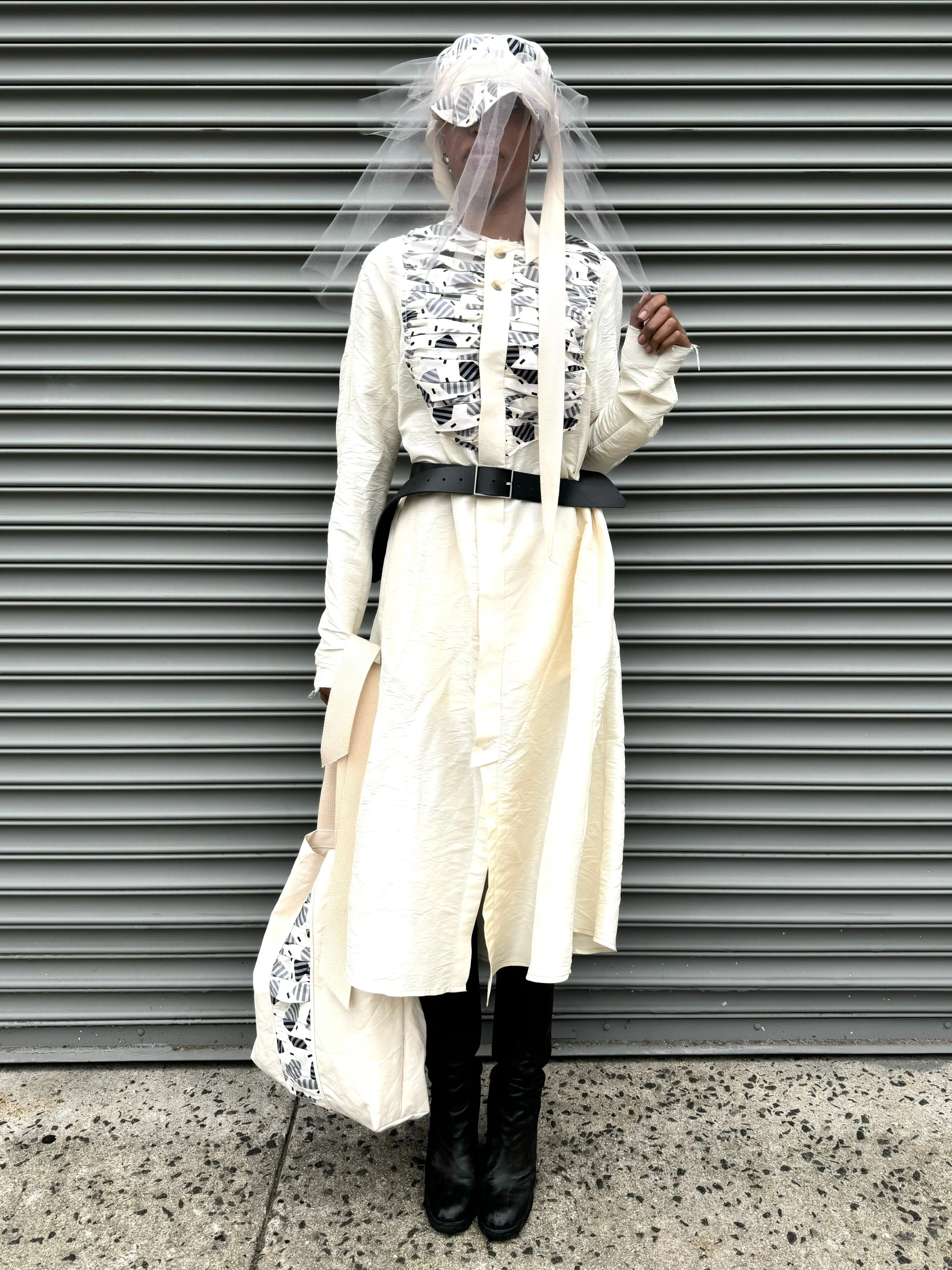 SS24 || CONVERTIBLE VEILED SUMMER HAT || ECRU sold by zam barrett product image thumbnail 3