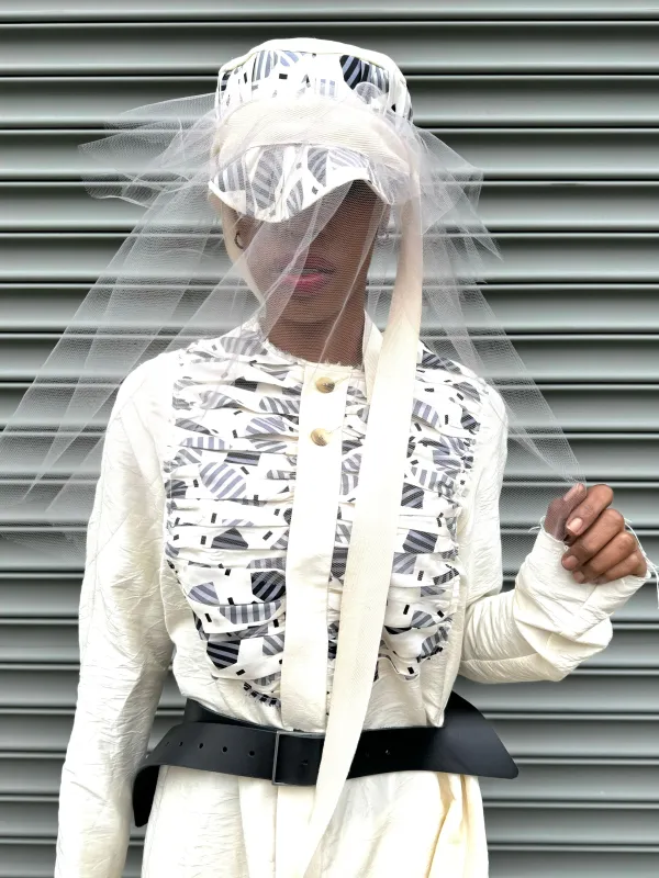 SS24 || CONVERTIBLE VEILED SUMMER HAT || ECRU sold by zam barrett