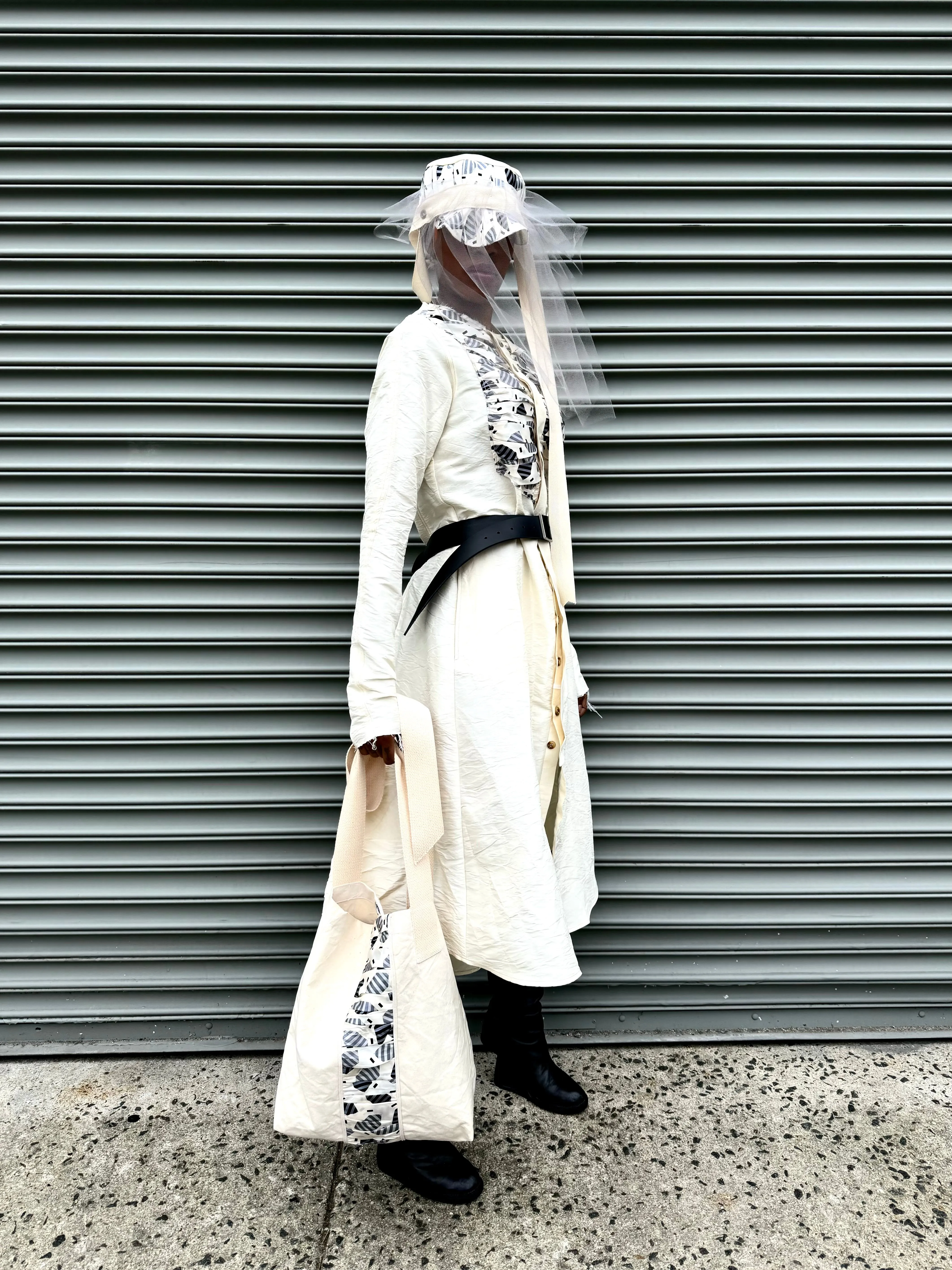 SS24 || CONVERTIBLE VEILED SUMMER HAT || ECRU sold by zam barrett product image thumbnail 4