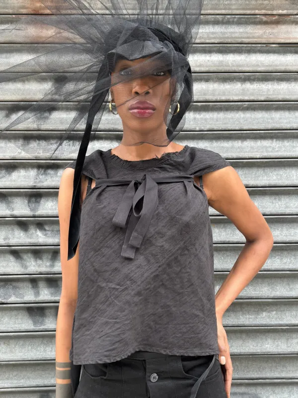SS24 || LIGHTWEIGHT PICNIC TOP || BLACK SILK sold by zam barrett