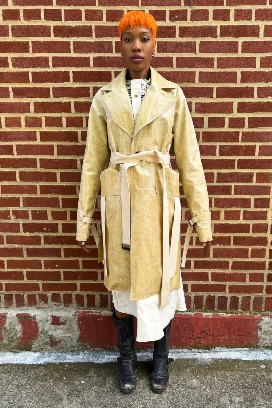 SS24 || HEARTENED TRENCH COAT || COATED ECRU sold by zam barrett