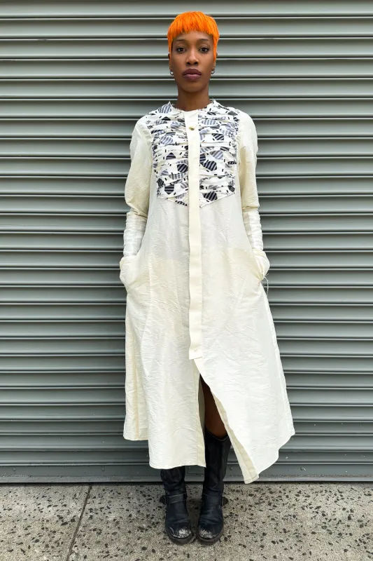 SS24 || FAULTED SHOULDER RUCHED SILK DRESS || WHITE sold by zam barrett