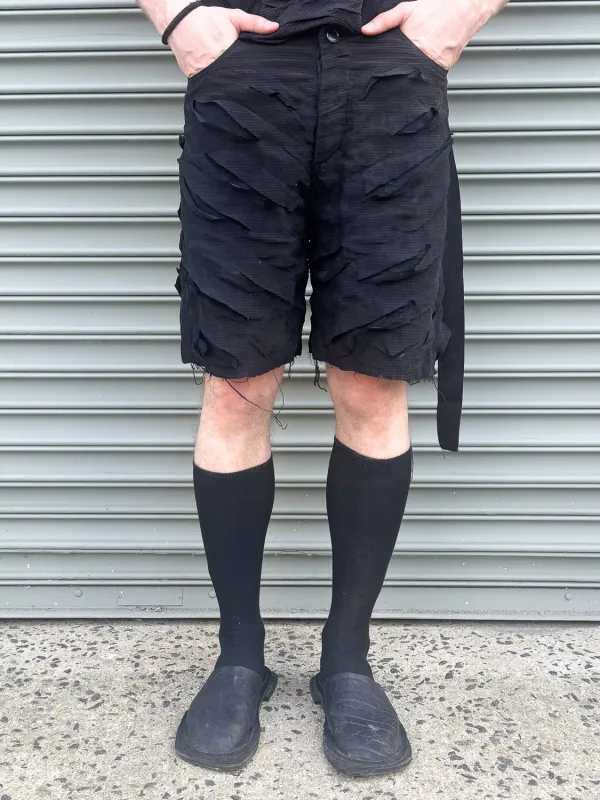 SS24 || SLASHED SILK GODDE SHORTS || BLACK sold by zam barrett