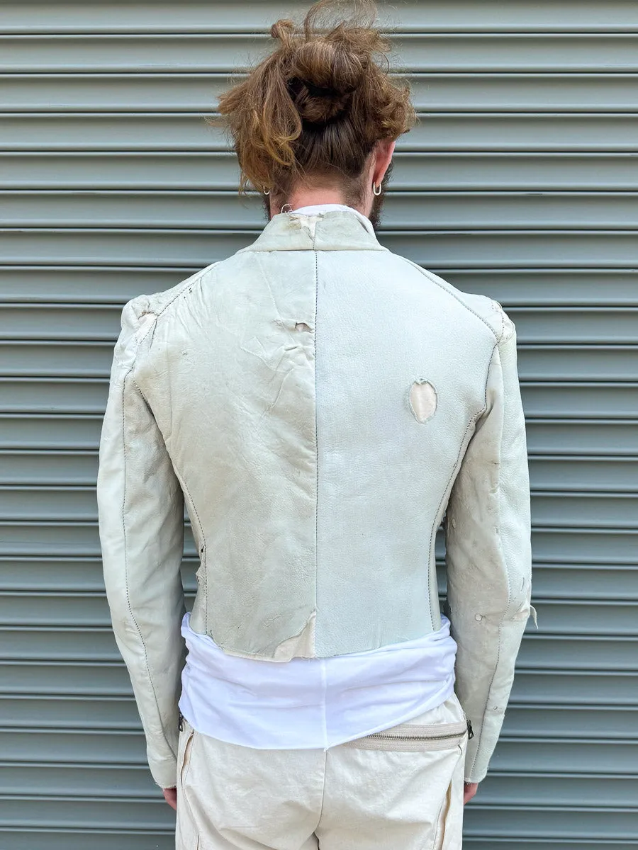 SS24 || CROPPED "GARTH" LEATHER JACKET || MOONSTAR WHITE sold by zam barrett product image thumbnail 3