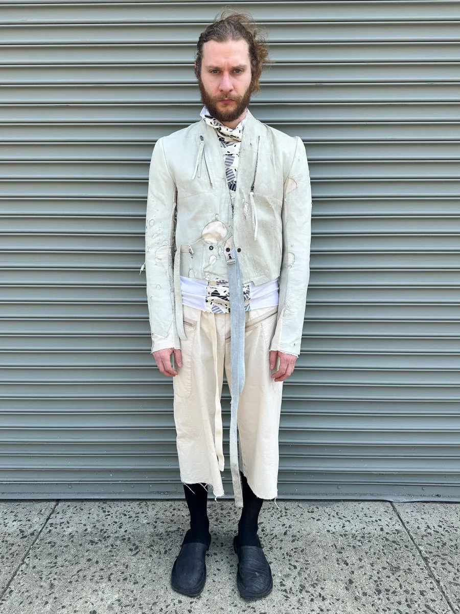 SS24 || CROPPED "GARTH" LEATHER JACKET || MOONSTAR WHITE sold by zam barrett product image thumbnail 4