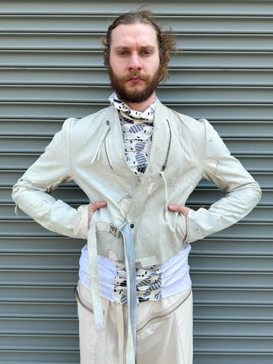SS24 || CROPPED "GARTH" LEATHER JACKET || MOONSTAR WHITE sold by zam barrett product image thumbnail 5