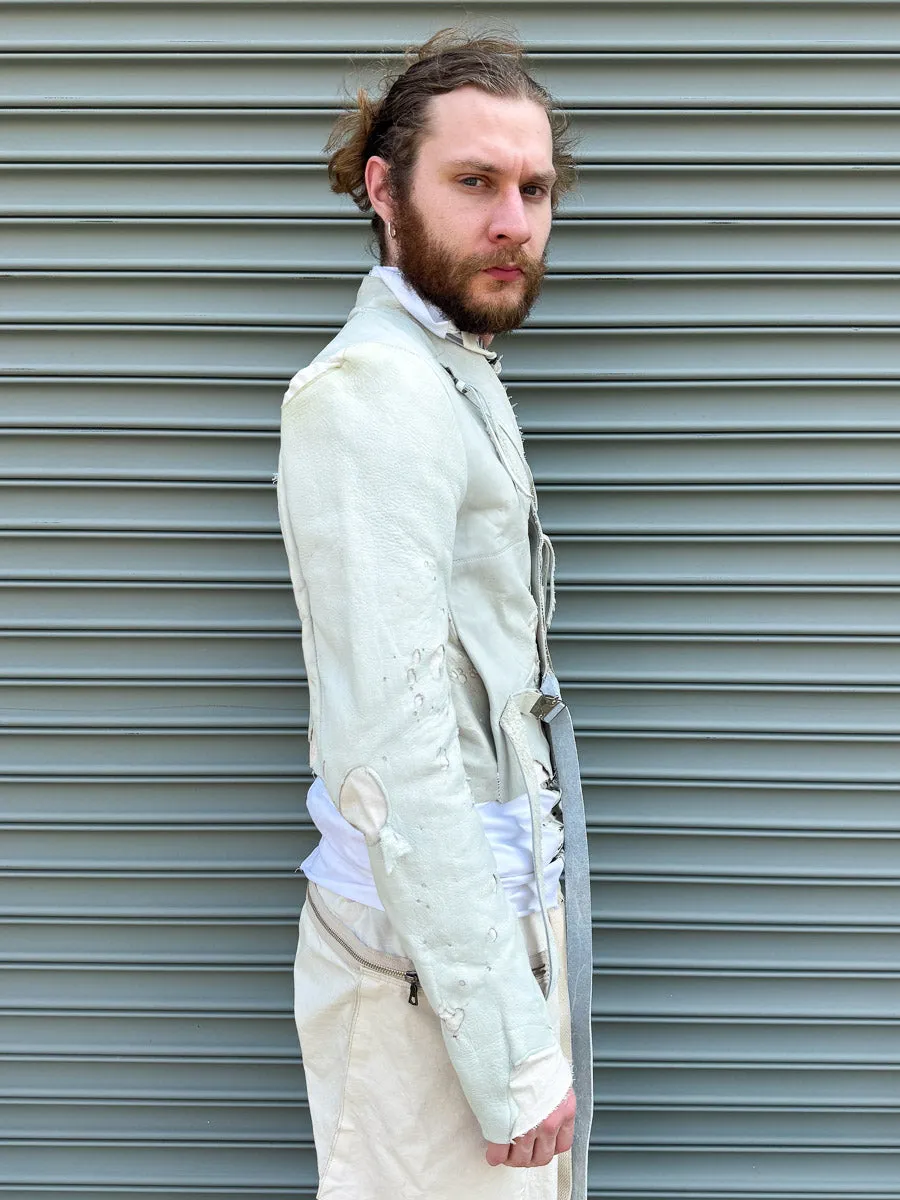 SS24 || CROPPED "GARTH" LEATHER JACKET || MOONSTAR WHITE sold by zam barrett product image thumbnail 2