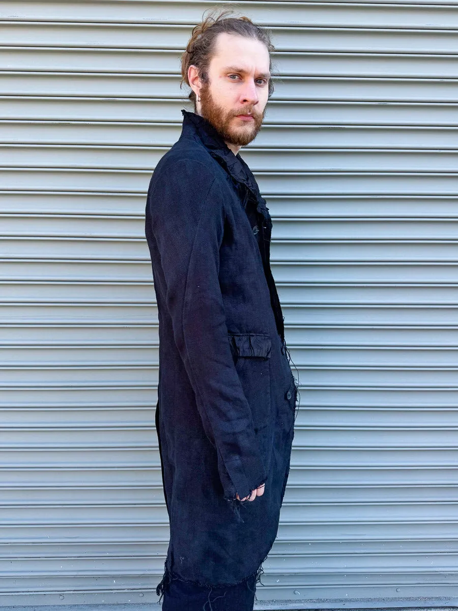 SS24 || RUCHED LAPEL PROTOLOGICAL ARCHETYPE COAT || BLACK sold by zam barrett product image thumbnail 2