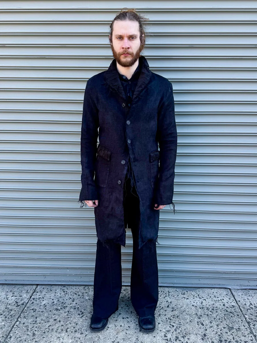 SS24 || RUCHED LAPEL PROTOLOGICAL ARCHETYPE COAT || BLACK sold by zam barrett product image thumbnail 4