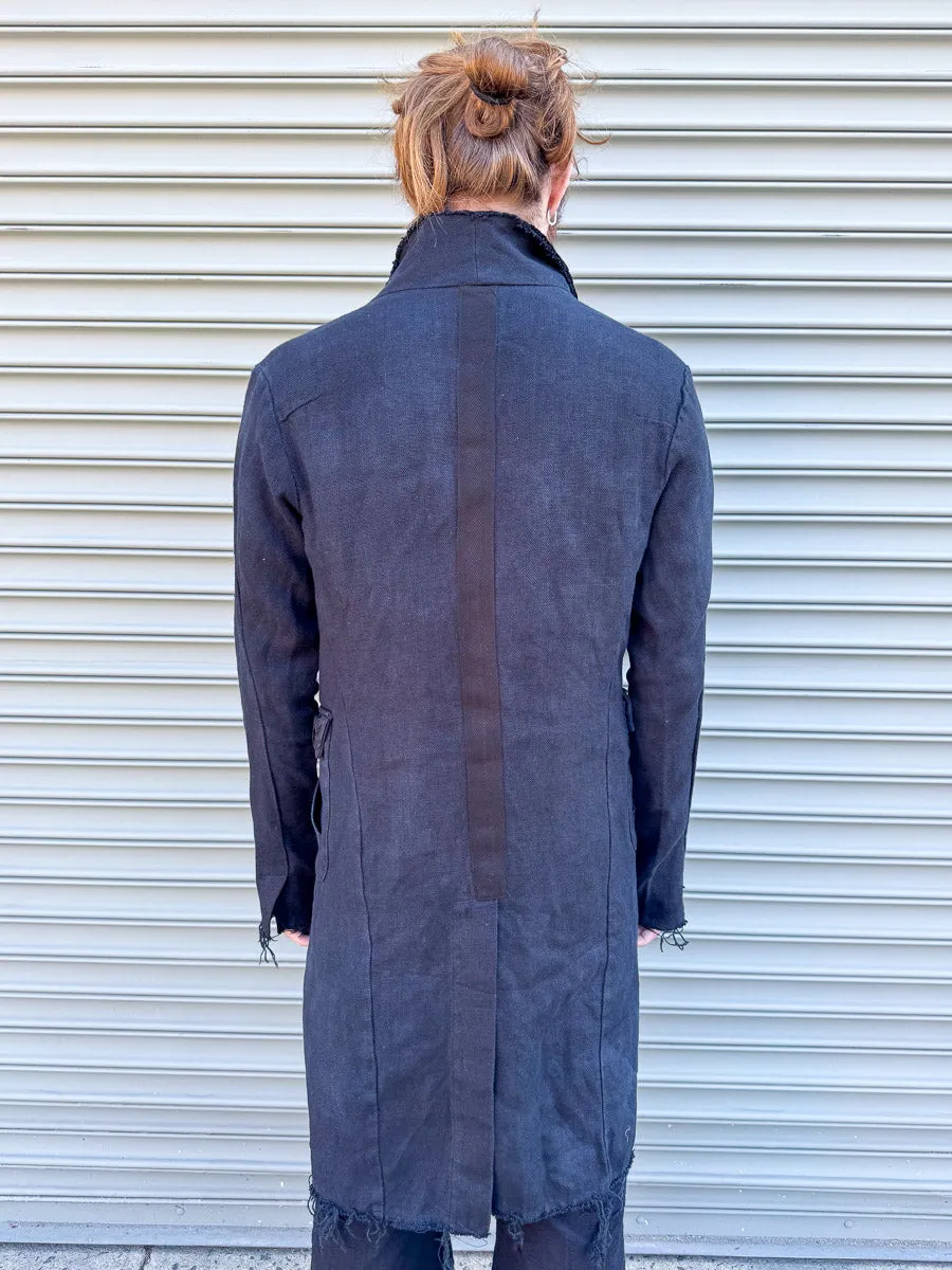 SS24 || RUCHED LAPEL PROTOLOGICAL ARCHETYPE COAT || BLACK sold by zam barrett product image thumbnail 3