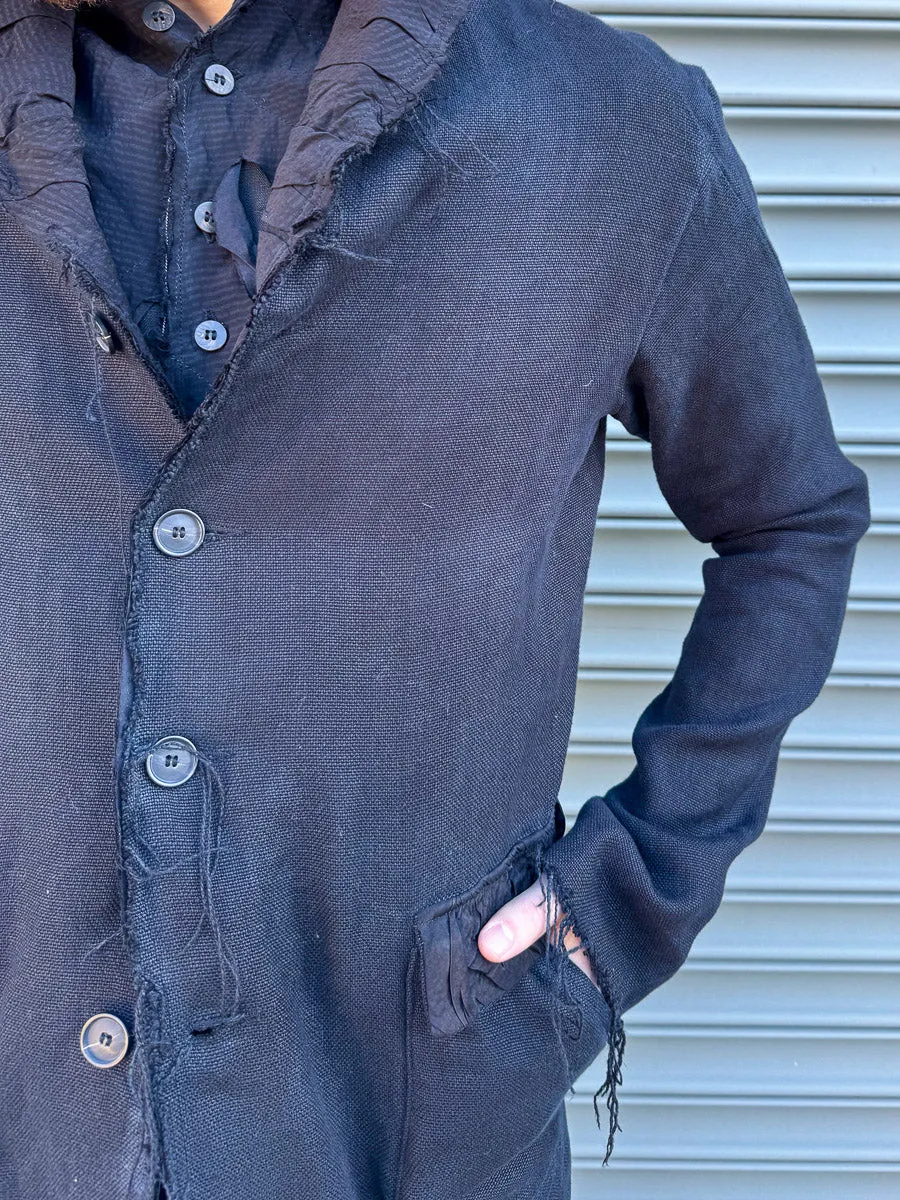 SS24 || RUCHED LAPEL PROTOLOGICAL ARCHETYPE COAT || BLACK sold by zam barrett product image thumbnail 5