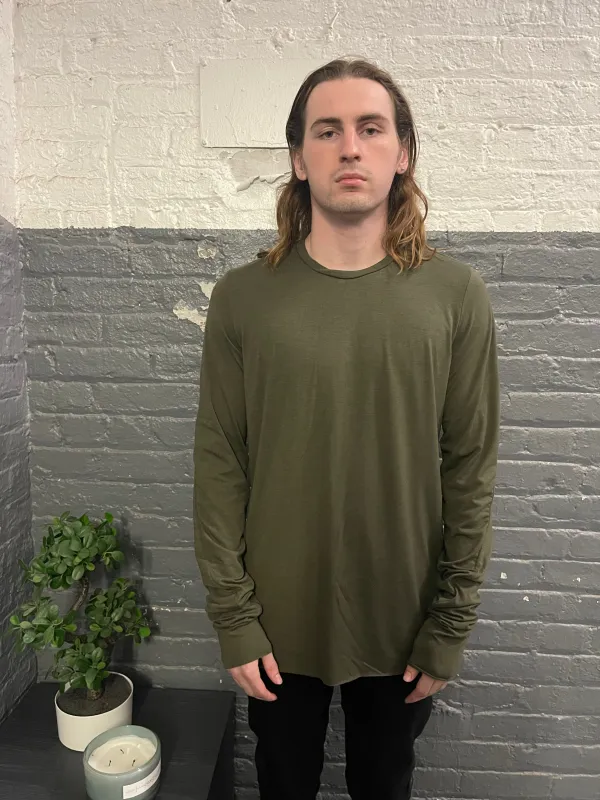 ZBT FW || FAULTED SHOULDER LS TOP || OLIVE sold by zam barrett