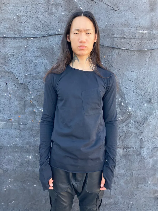 ZBT FW || ASYMMETRIC POMPEI POCKET LS TOP || GREY sold by zam barrett