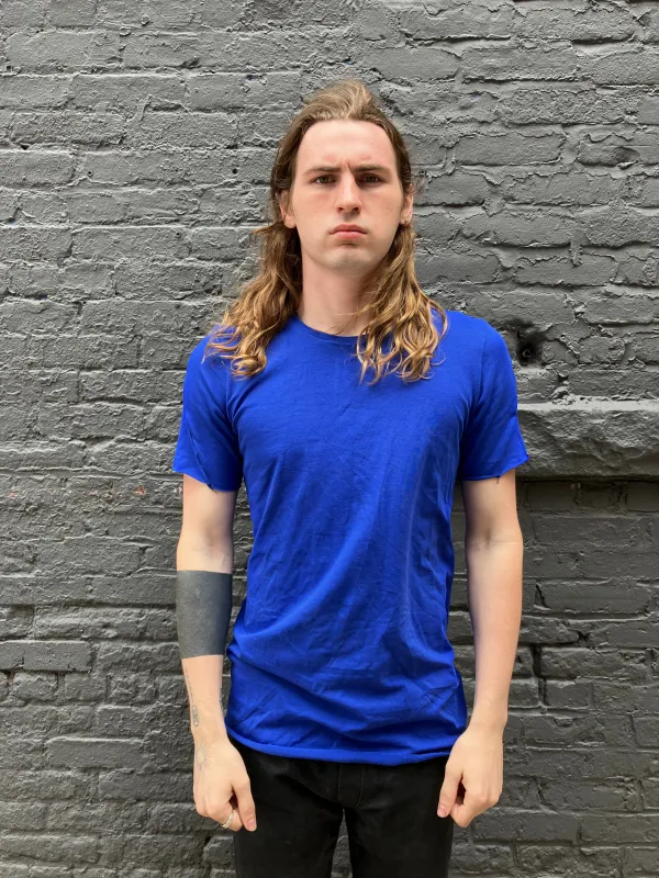 ZBT SS || FAULTED SHOULDER SS TOP || BLUE sold by zam barrett