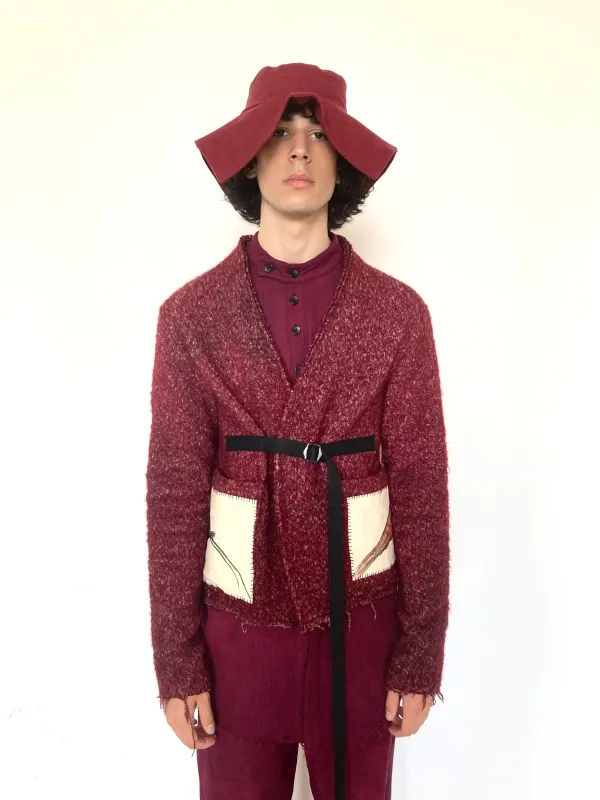 KNG13 || BIRD HUNTING BOILED WOOL SHORT CARDIGAN || MAROON sold by zam barrett