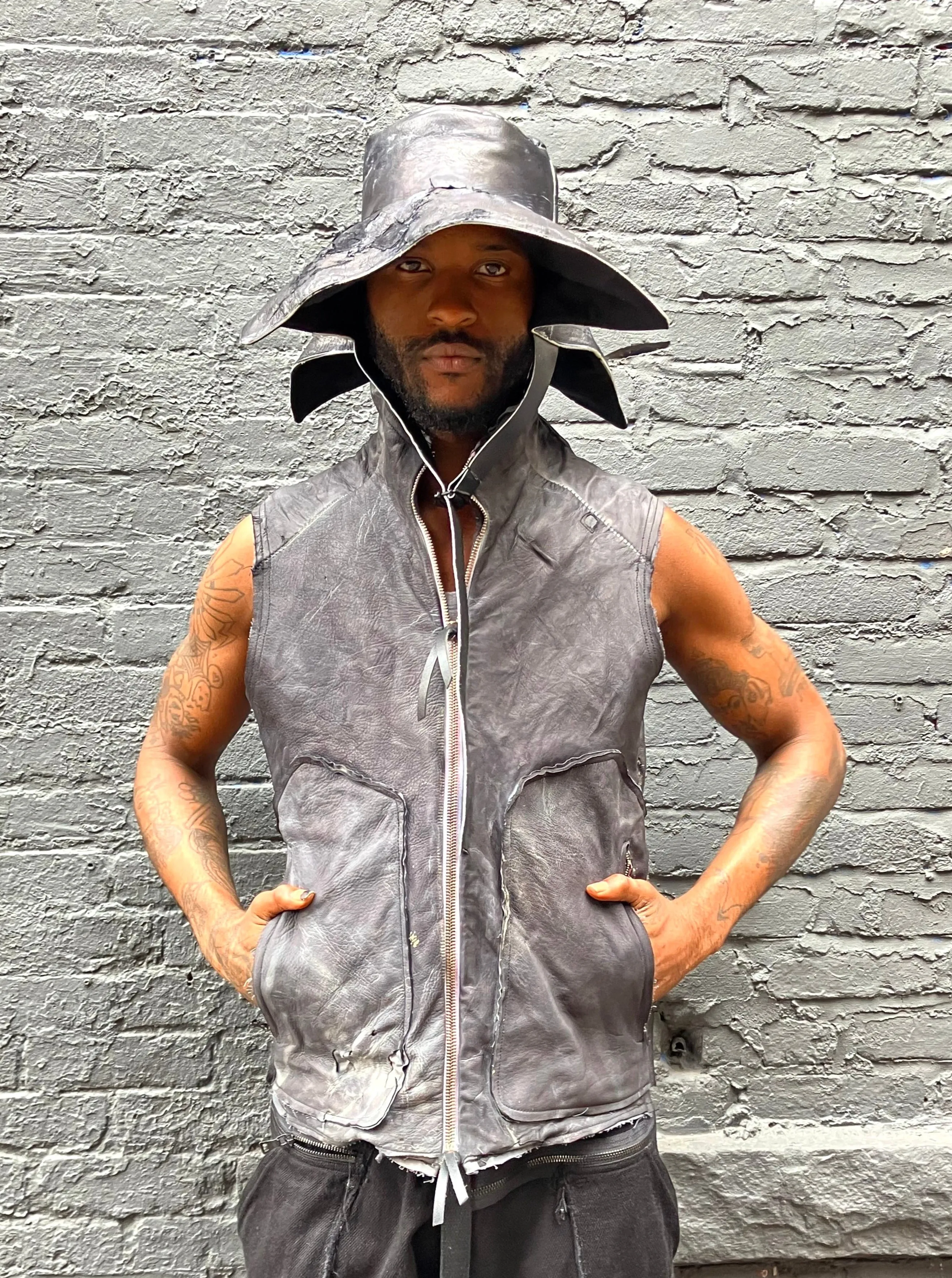 FW23 || MOONSTAR ARC VEST || OVERDYED BLACK sold by zam barrett