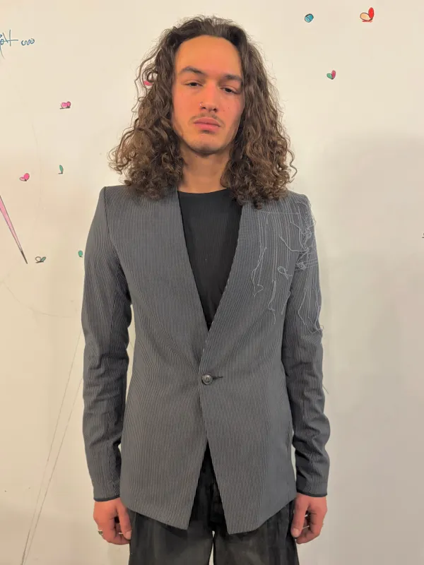 SS26 || SHAWL COLLAR ZAGODA BLAZER - STRIPE - HANDSTITCHED made by zam barrett