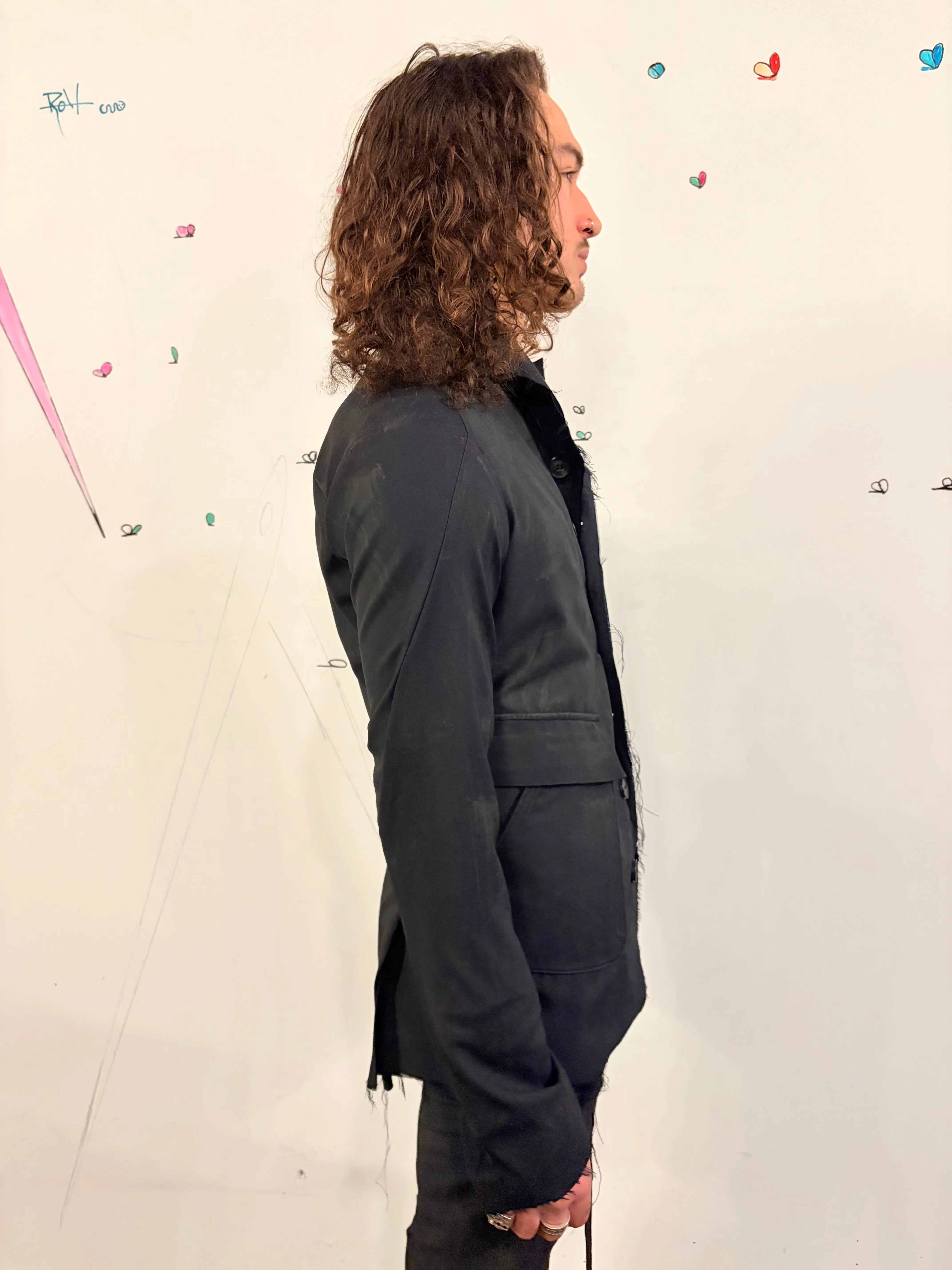 SS26 || PROTOLOGICAL ARCHETYPE LONG TYLER BLAZER || BLACK || WOOL sold by zam barrett product image thumbnail 4