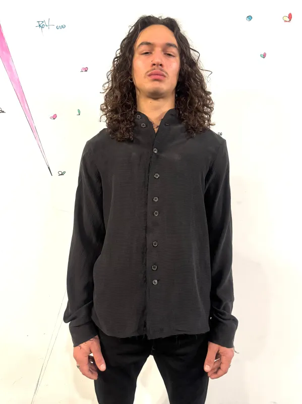 SS26 || PROTOLOGICAL ARCHETYPE SHIRT || BLACK || SILK SEERSUCKER made by zam barrett