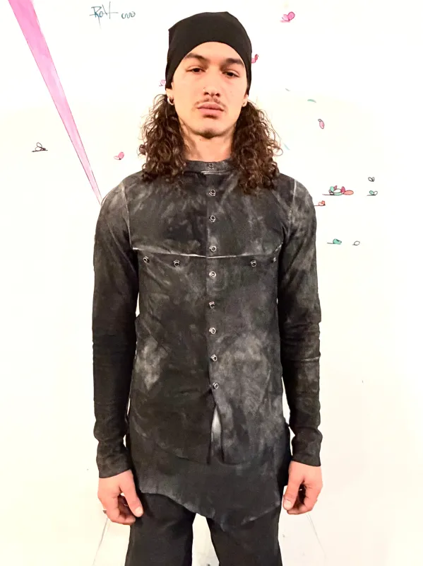 SS26 || FAULTED SHOULDER 2.0 || OVERDYED BLACK || VOLCANIC SULPHUR TREATED KANGAROO made by zam barrett