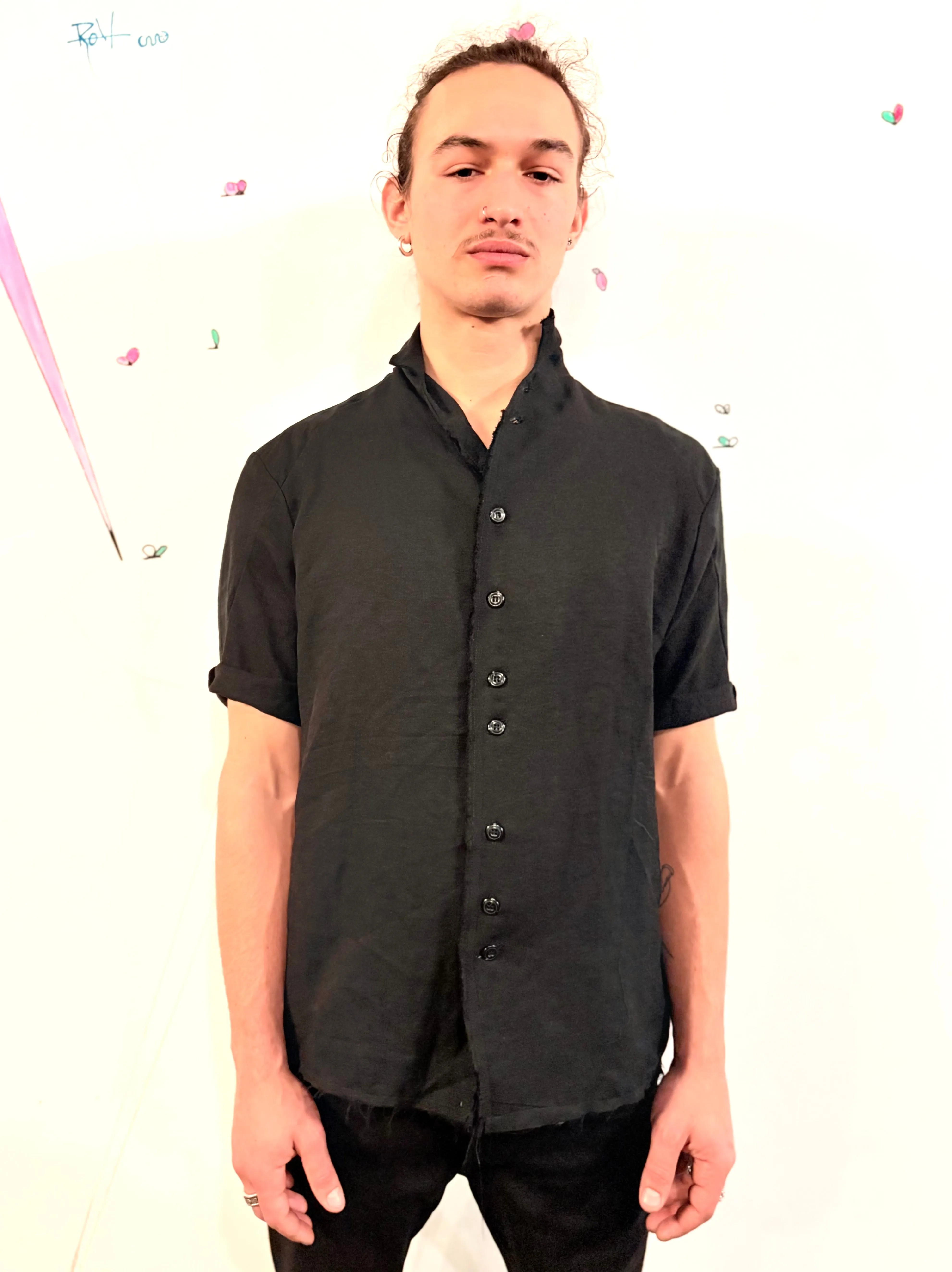 SS26 || PROTOLOGICAL ARCHETYPE SHORT SLEEVE SHIRT || BLACK || LINEN + RAYON sold by zam barrett product image thumbnail 2