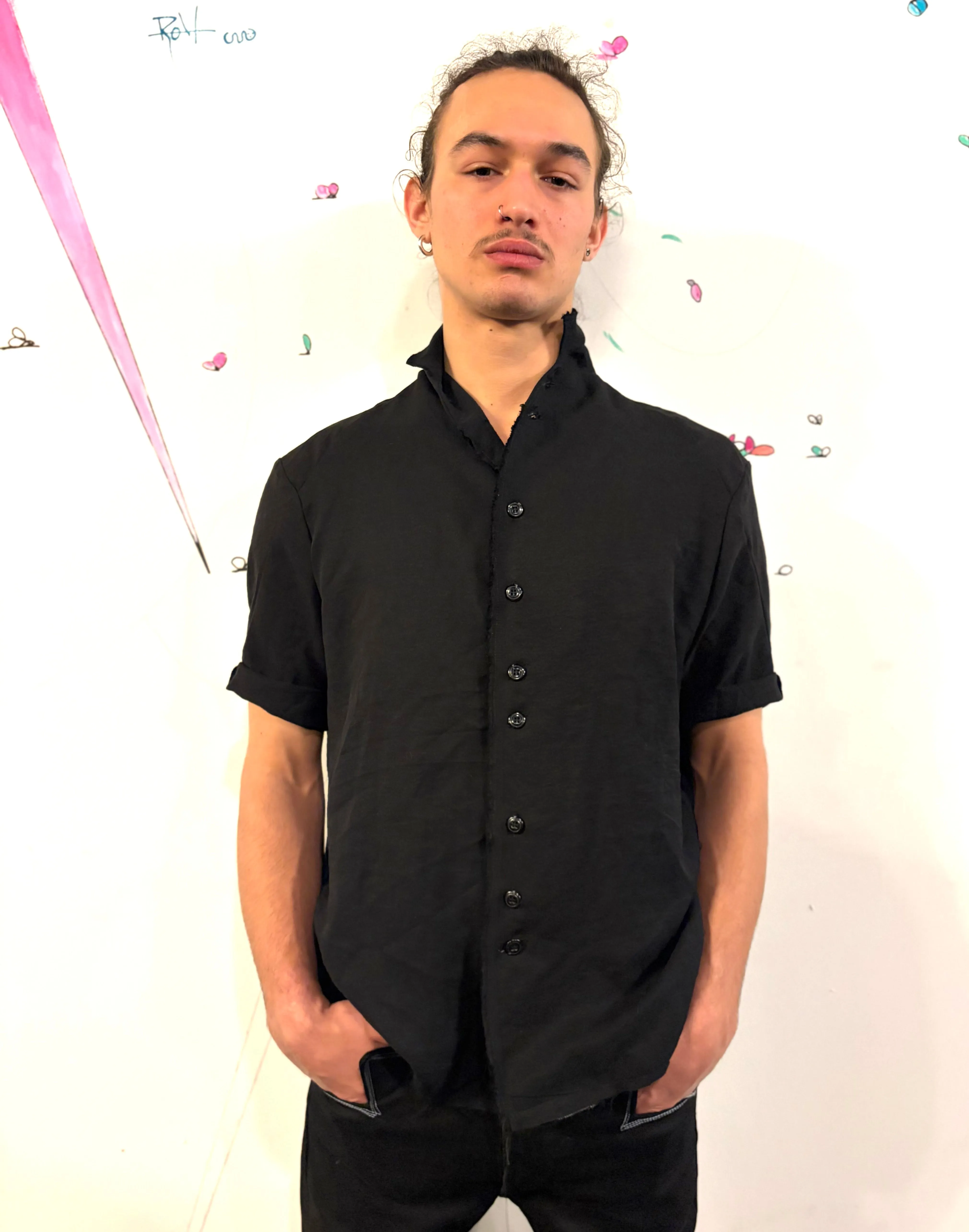 SS26 || PROTOLOGICAL ARCHETYPE SHORT SLEEVE SHIRT || BLACK || LINEN + RAYON sold by zam barrett product image thumbnail 4