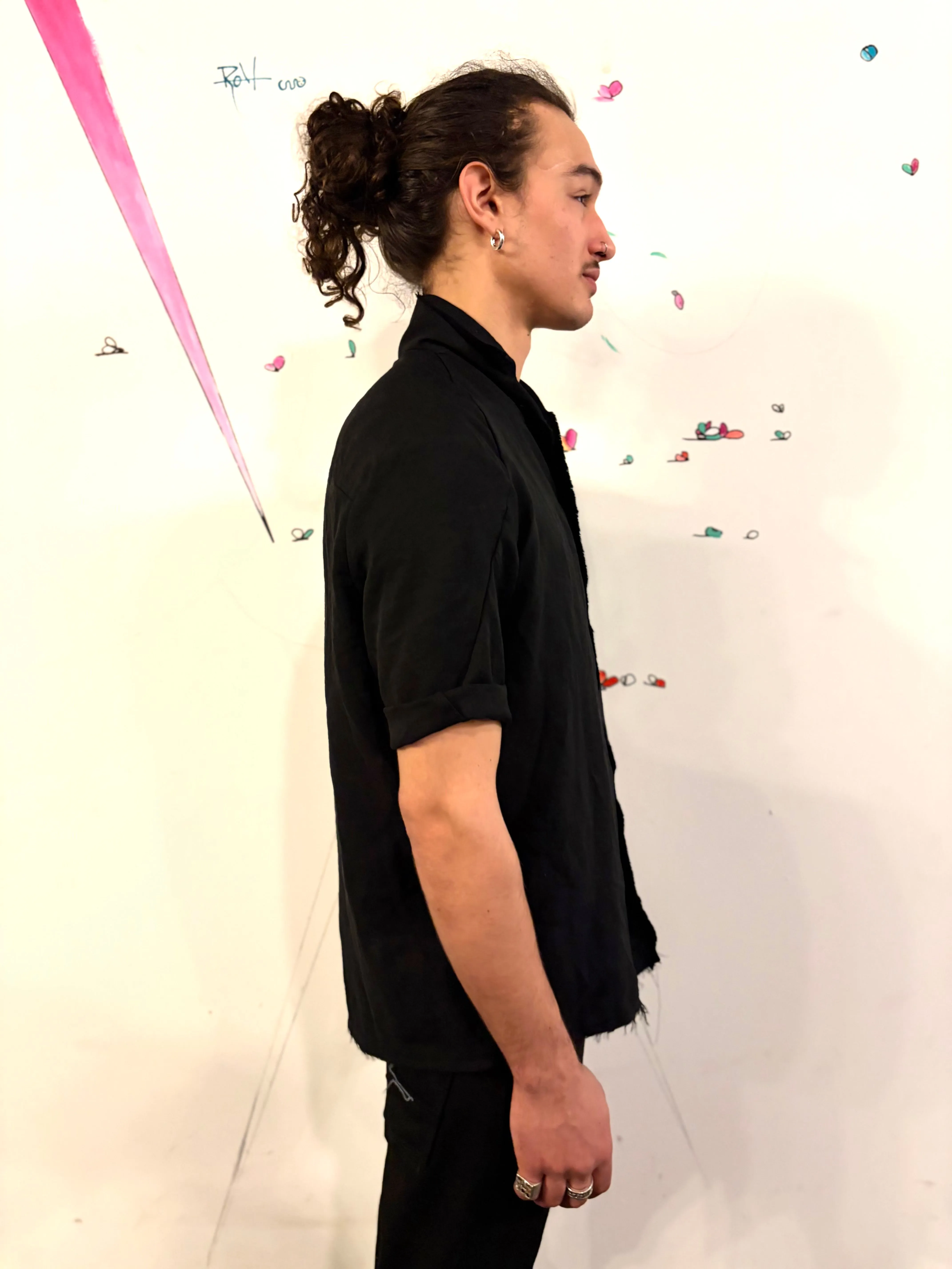 SS26 || PROTOLOGICAL ARCHETYPE SHORT SLEEVE SHIRT || BLACK || LINEN + RAYON sold by zam barrett product image thumbnail 3