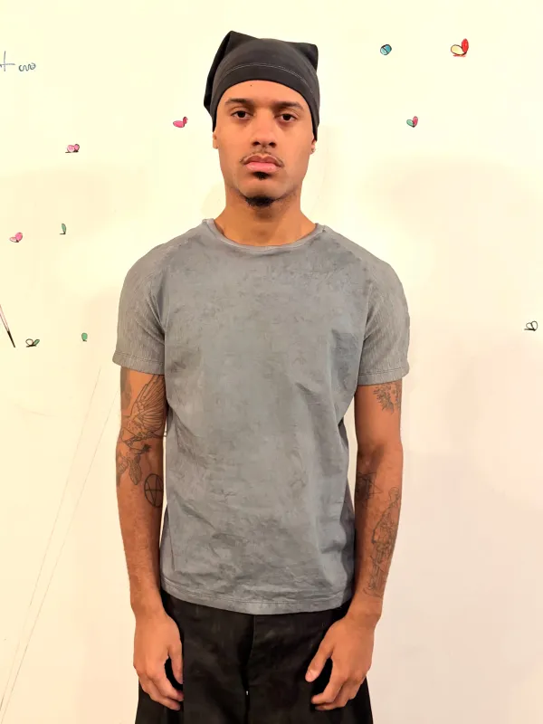SS26 ||SYMMETRICAL SHORT SLEEVE 3DT || GREY OVERDYED COTTON made by zam barrett