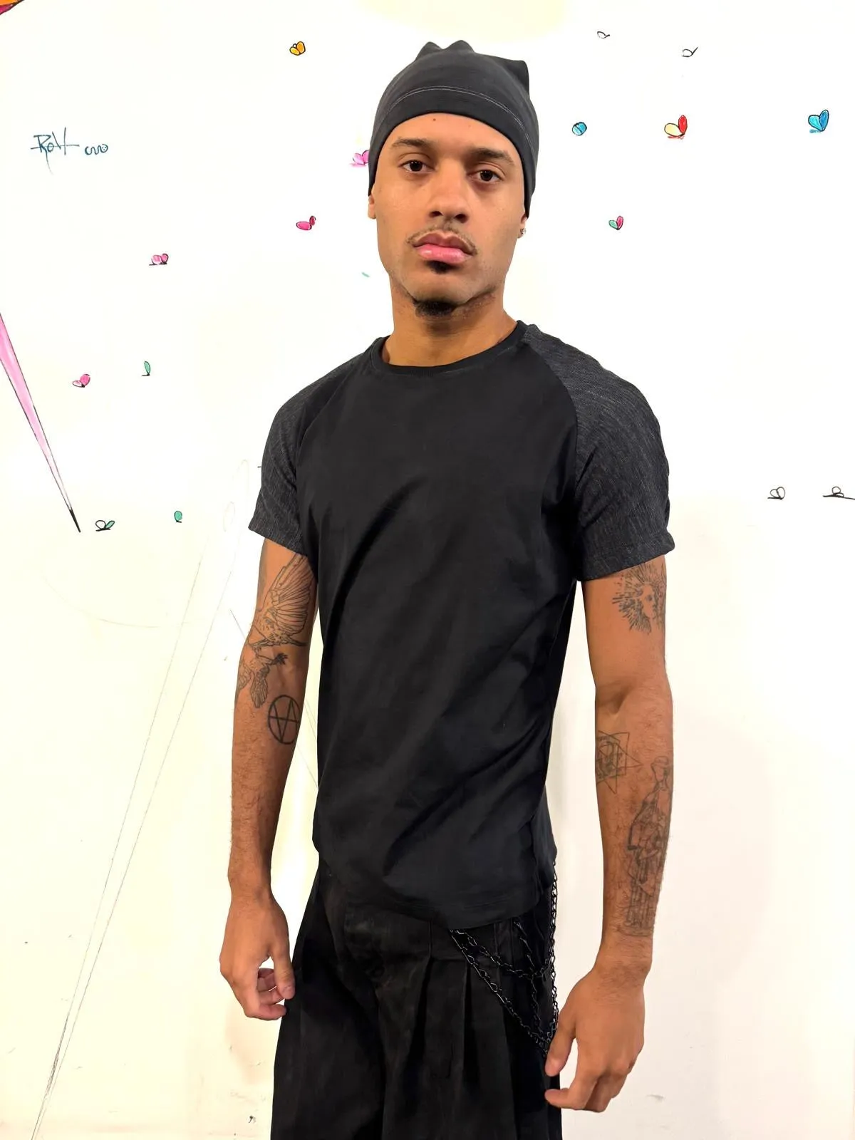 SS26 ||SYMMETRICAL SHORT SLEEVE 3DT || BLACK OVERDYED COTTON sold by zam barrett product image thumbnail 3