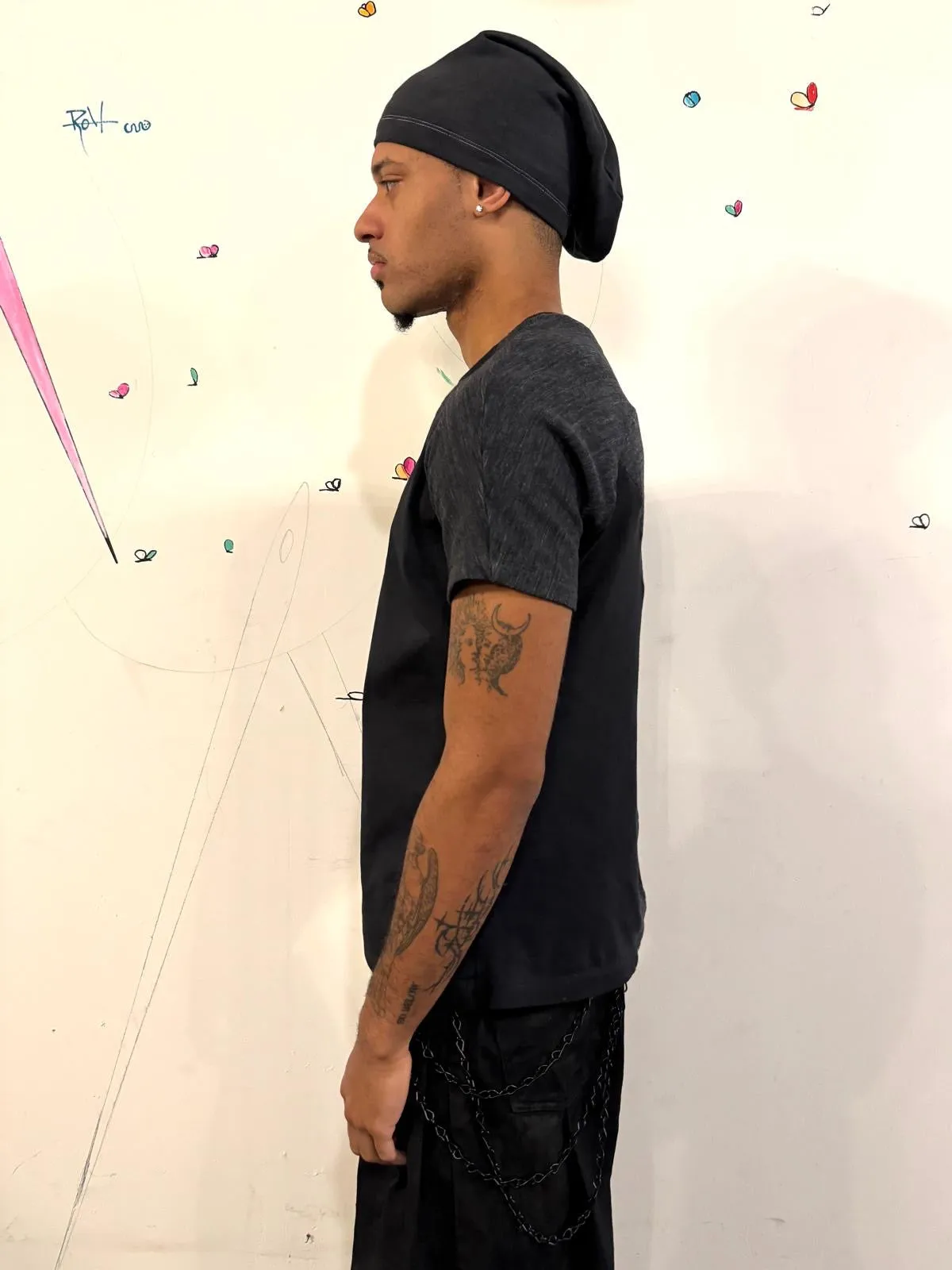 SS26 ||SYMMETRICAL SHORT SLEEVE 3DT || BLACK OVERDYED COTTON sold by zam barrett product image thumbnail 4