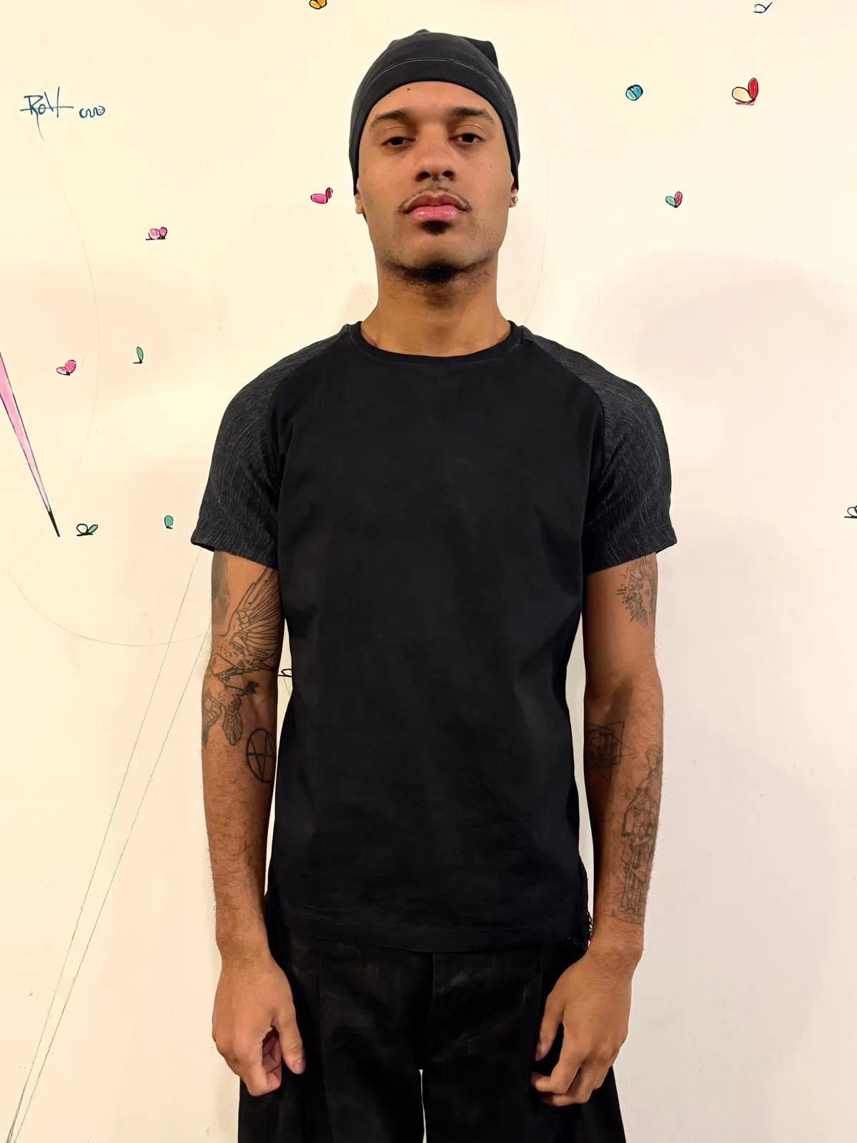 SS26 ||SYMMETRICAL SHORT SLEEVE 3DT || BLACK OVERDYED COTTON sold by zam barrett product image thumbnail 2