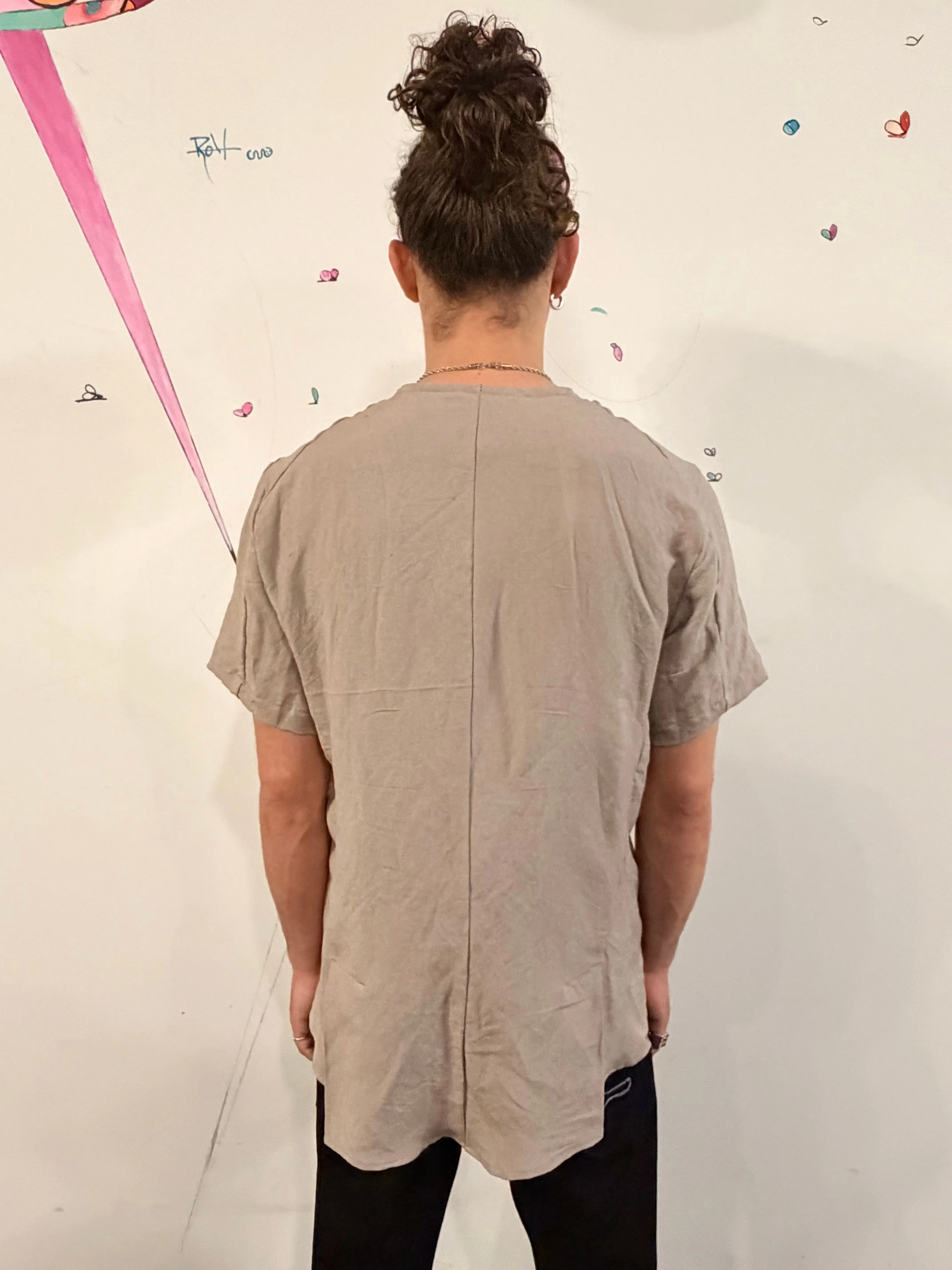 SS26 || COLLARLESS 3 PANEL BACK VENT SHIRT || SHORT SLEEVE - ECRU sold by zam barrett product image thumbnail 5
