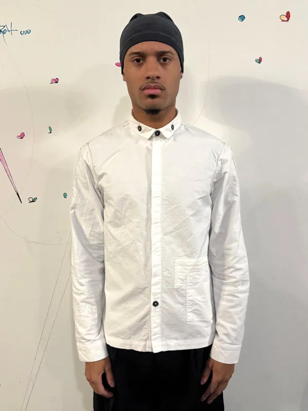 SS26 || FAULTED SHOULDER - |BOX| SHIRT -  LONG SLEEVE || WHITE COTTON made by zam barrett