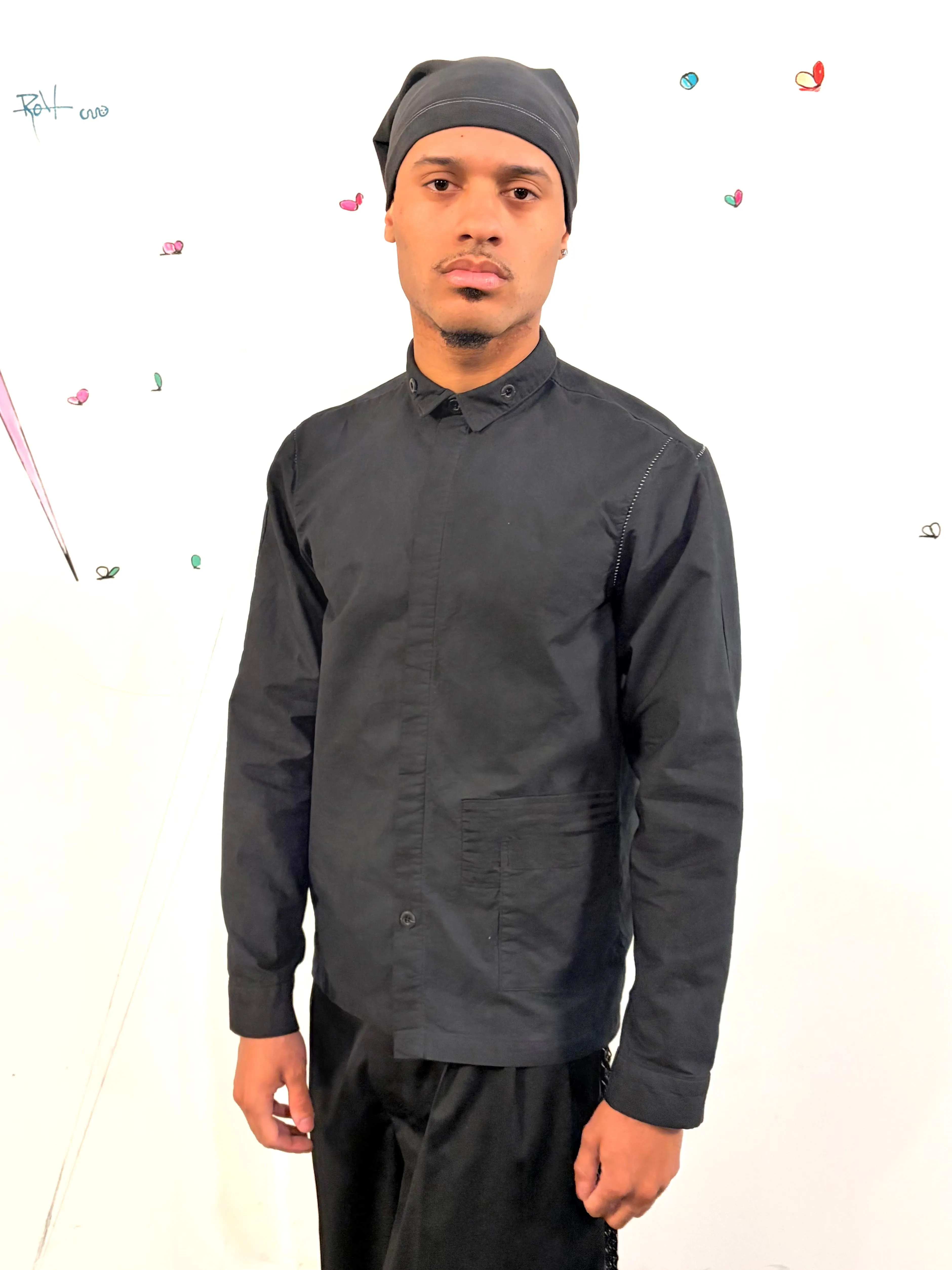 SS26 || FAULTED SHOULDER - |BOX| SHIRT - LONG SLEEVE || BLACK COTTON sold by zam barrett product image thumbnail 3