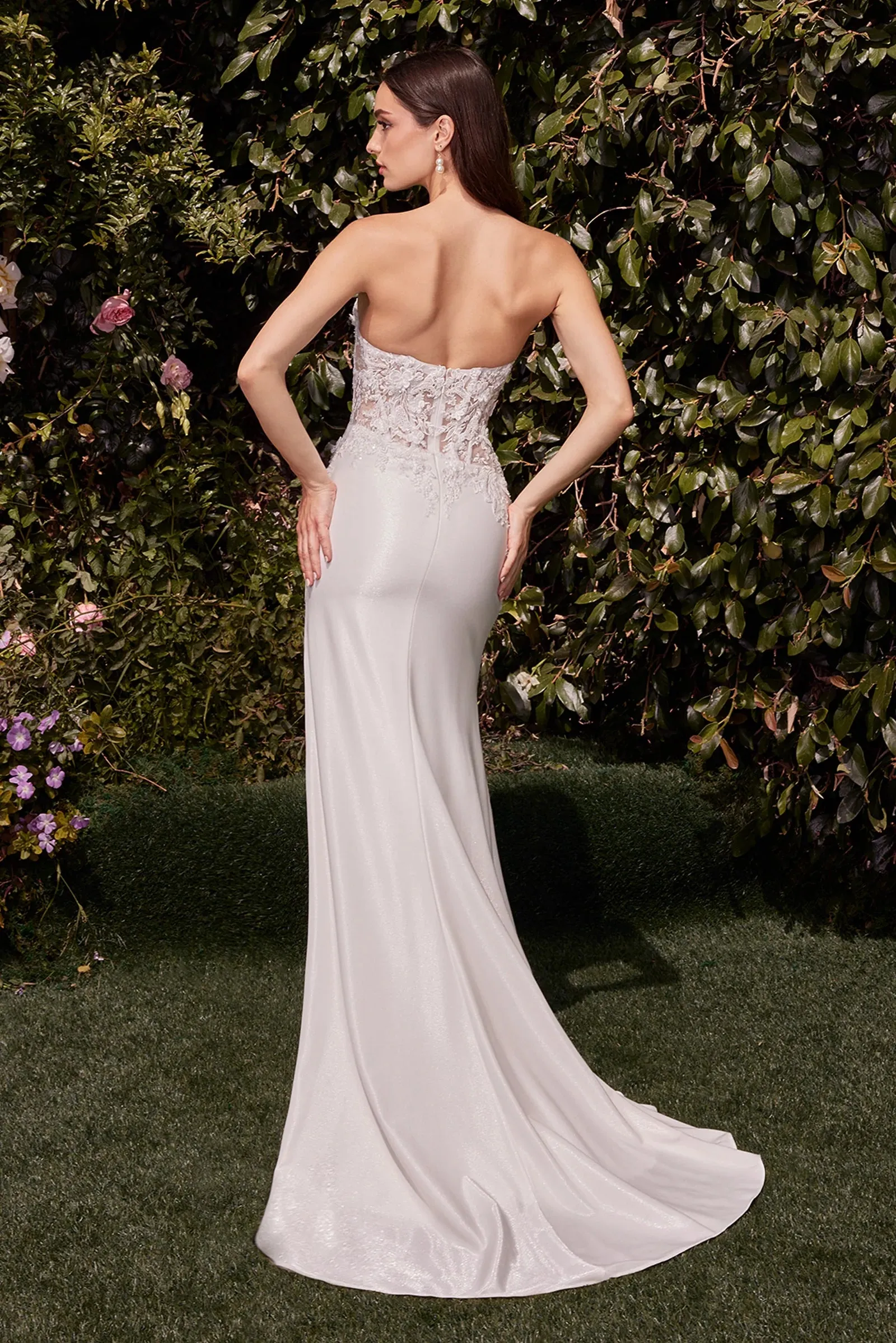 CINDERELLA DIVINE CDS465W Lace Bodice Strapless Wedding Dress sold by The Gown Galleria product image thumbnail 2