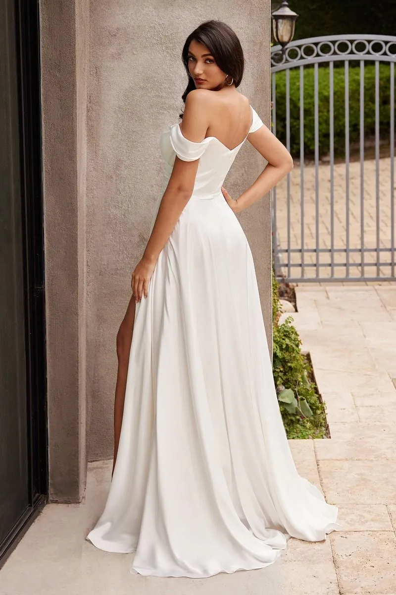 CINDERELLA DIVINE 7493W A-Line Satin Off-Shoulder Bridal Dress sold by The Gown Galleria product image thumbnail 2