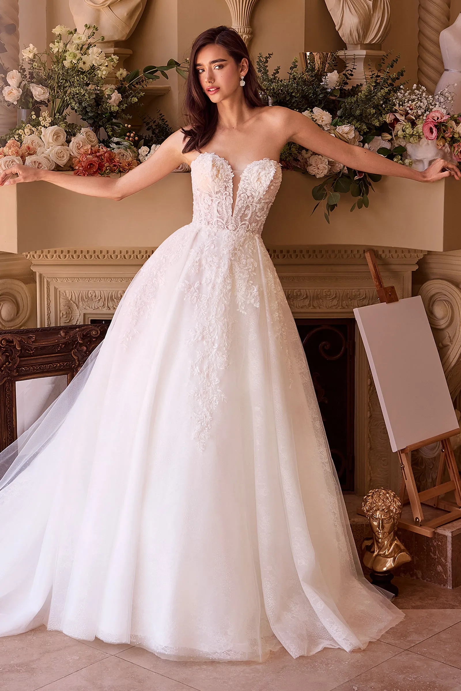 ANDREA & LEO WL037 Strapless Wedding Ball Gown & Lace Bolero sold by The Gown Galleria