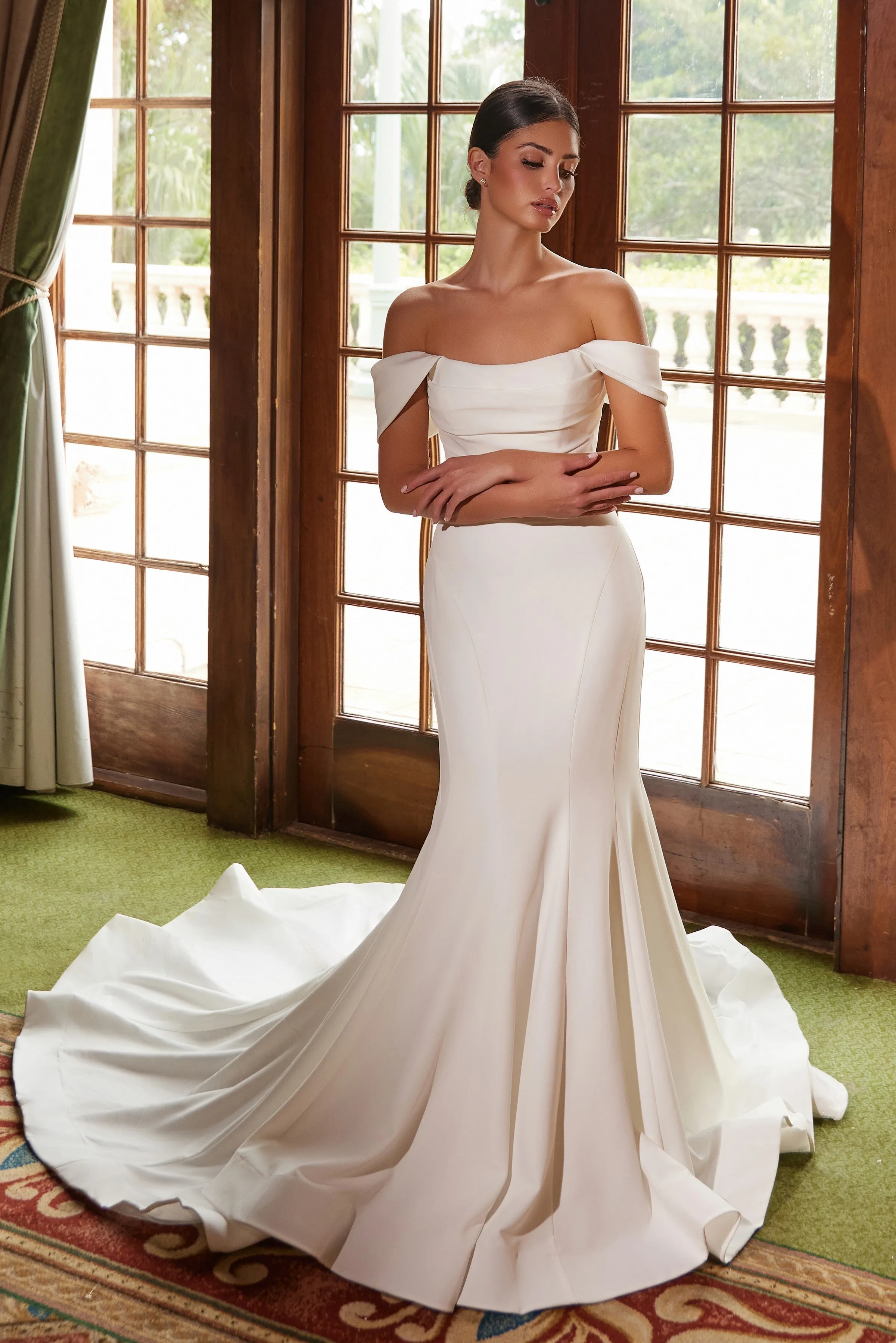 NOX ANABEL JW1032 Strapless Straight Top Off Shoulder Pleated Dress sold by The Gown Galleria product image thumbnail 4