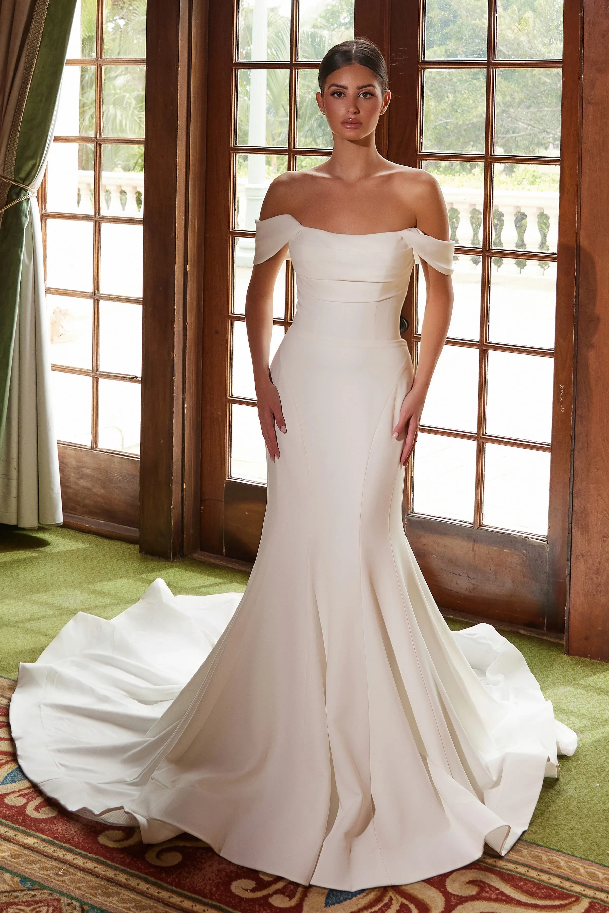 NOX ANABEL JW1032 Strapless Straight Top Off Shoulder Pleated Dress sold by The Gown Galleria product image thumbnail 5