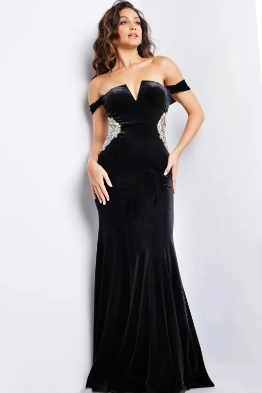 Jovani 36733 Off Shoulder Appliqued Prom Gown sold by The Gown Galleria