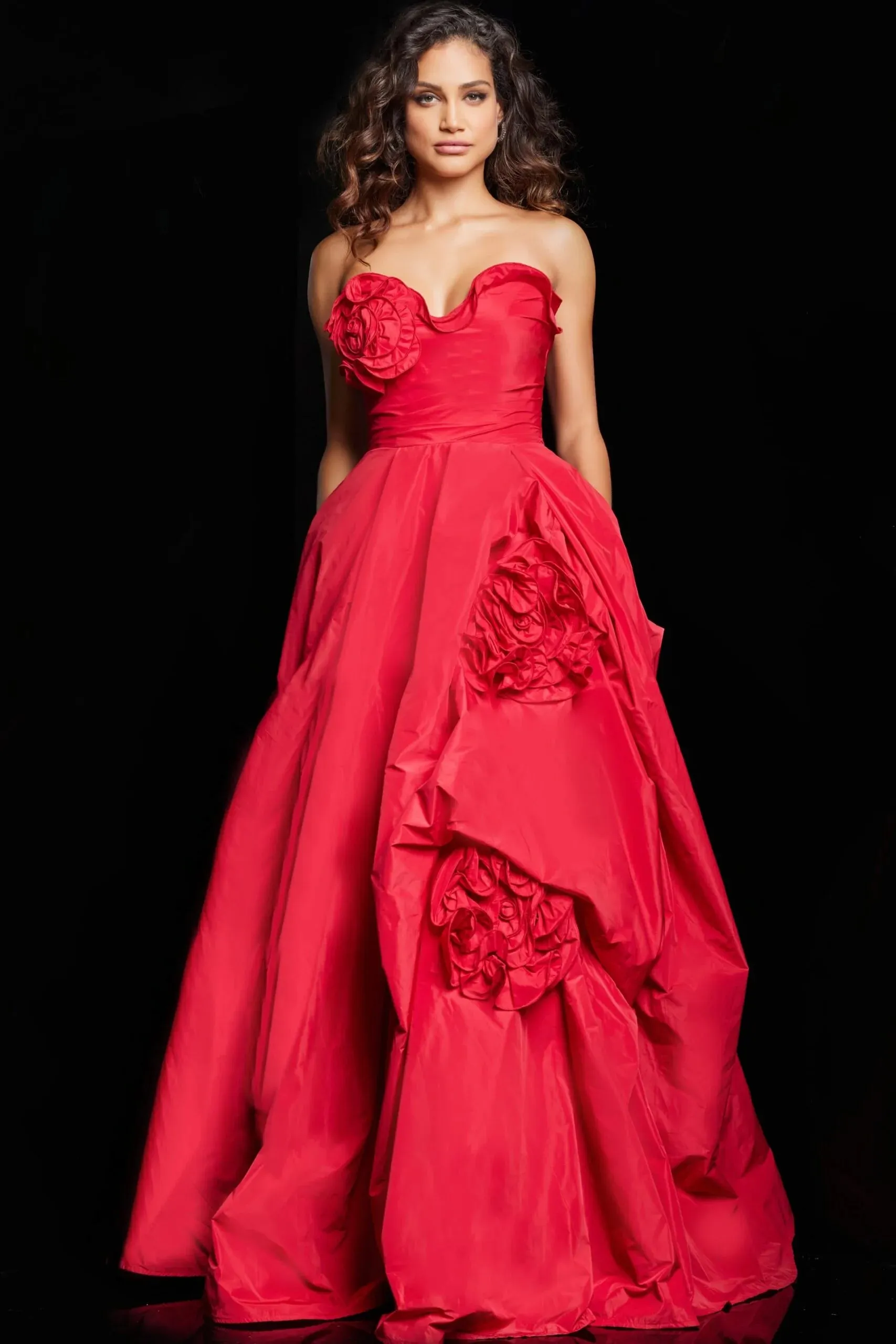 Jovani 37266 Strapless Ruffle Ballgown sold by The Gown Galleria