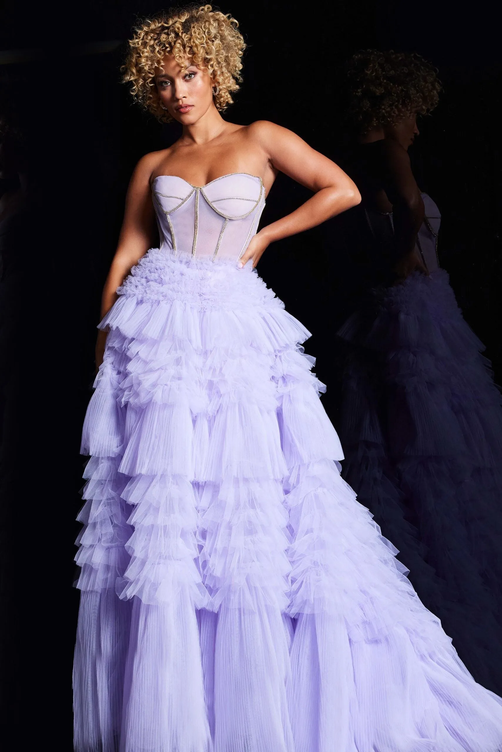 Jovani 38539 Sweetheart Tiered Ballgown sold by The Gown Galleria product image thumbnail 4