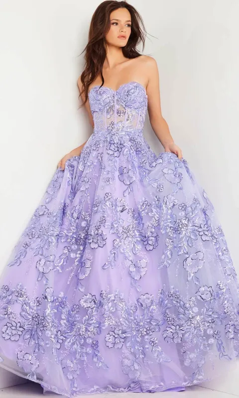 Jovani 26223 Floral Illusion Ballgown sold by The Gown Galleria