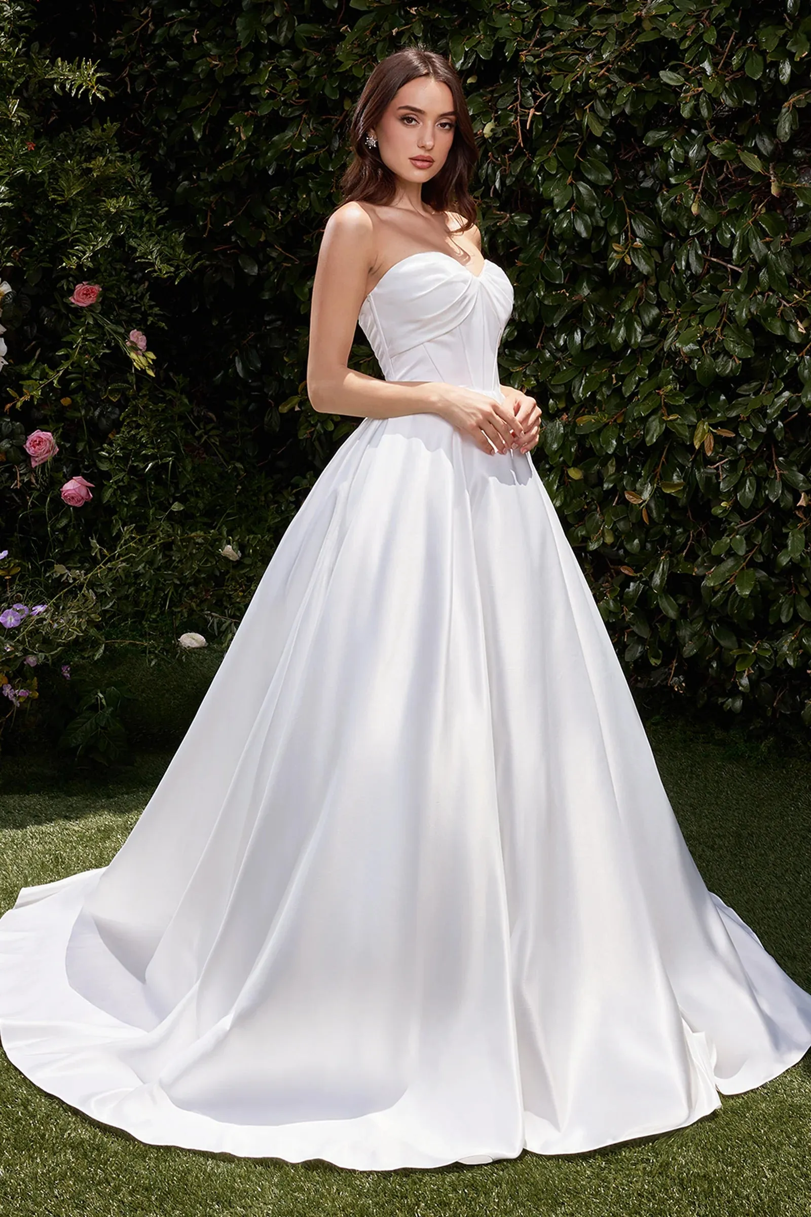 CINDERELLA DIVINE CDS512W Strapless Satin Bridal Ball Gown sold by The Gown Galleria product image thumbnail 3