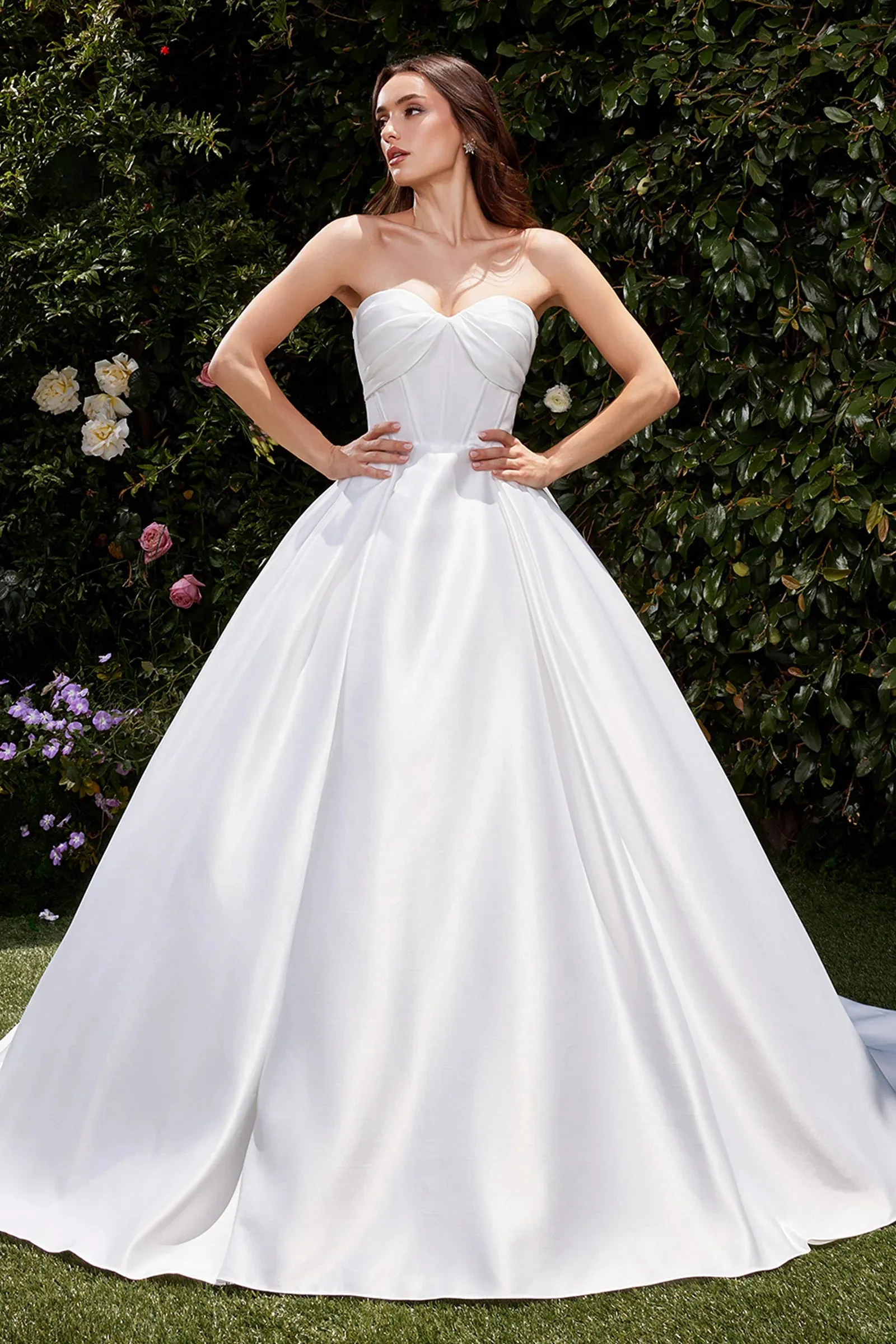 CINDERELLA DIVINE CDS512W Strapless Satin Bridal Ball Gown sold by The Gown Galleria