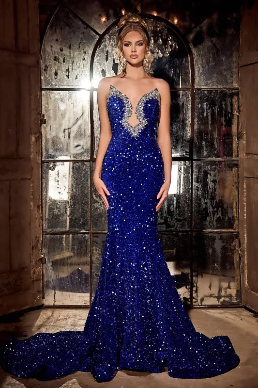 PORTIA & SCARLETT PS23683 Sequin Plunges Mermaid Gown sold by The Gown Galleria
