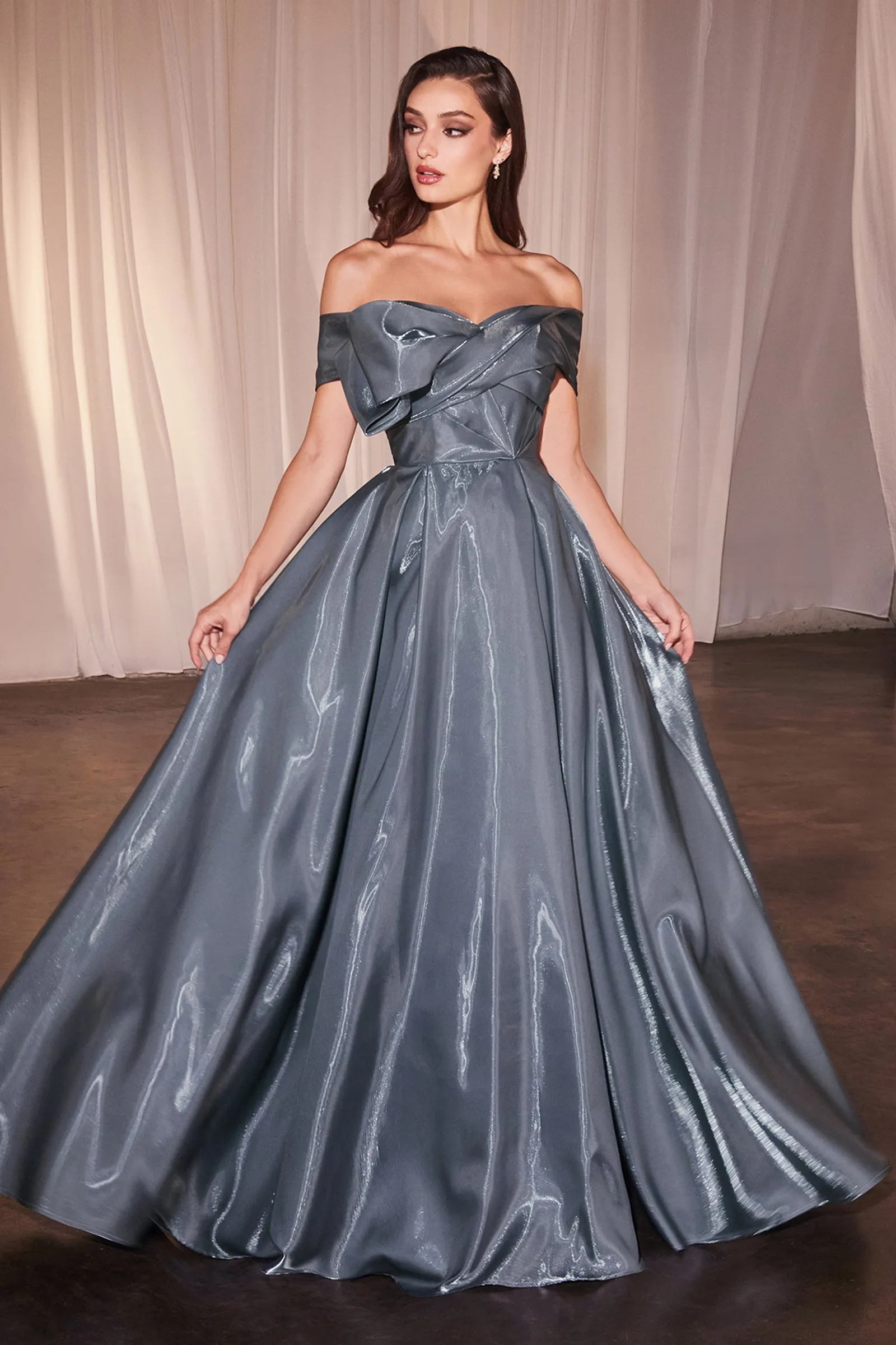 CINDERELLA DIVINE CD801 Luxurious Organza Off The Shoulder Ball Gown sold by The Gown Galleria product image thumbnail 4